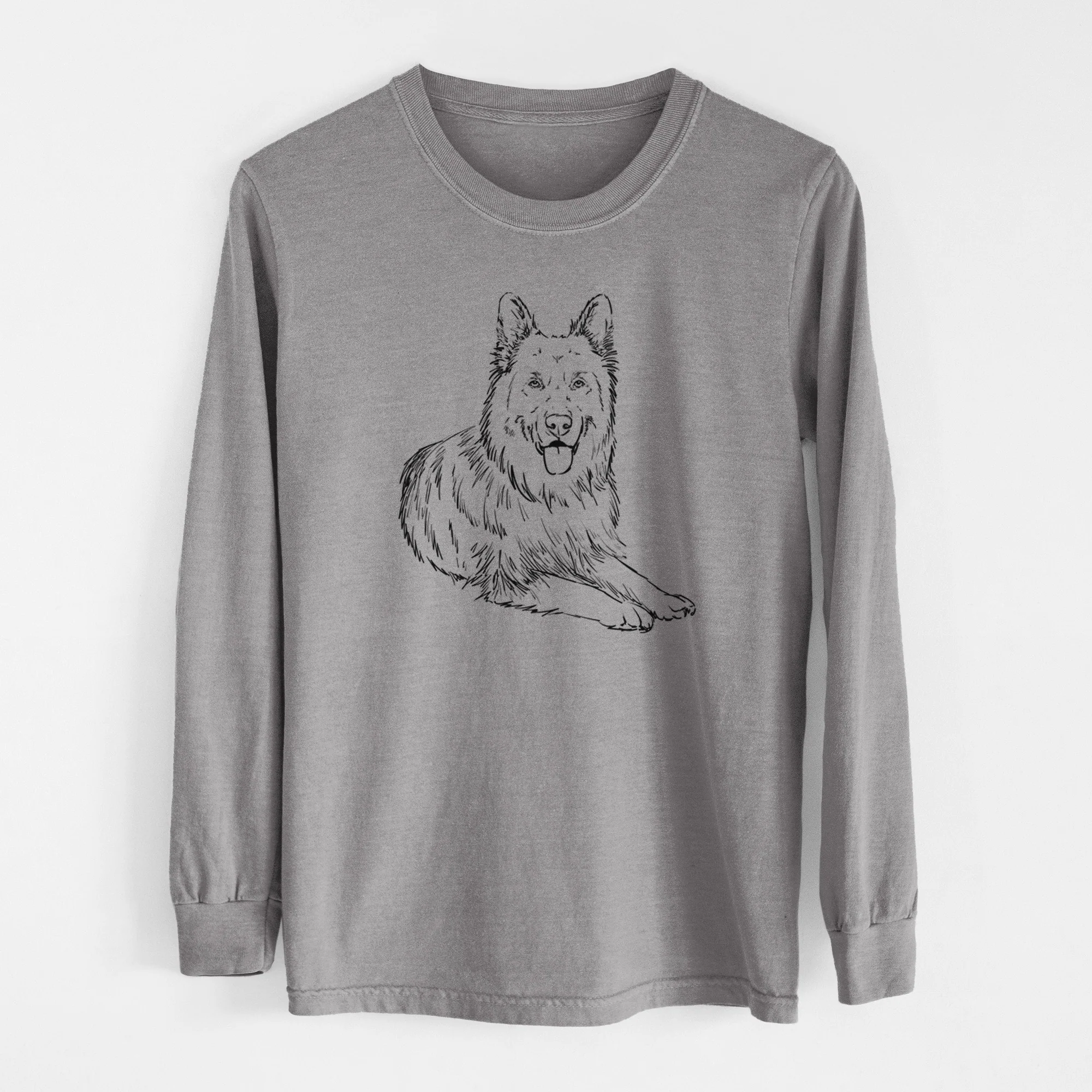 Doodled Jaxs the German Shepherd - Heavyweight 100% Cotton Long Sleeve - Image 6