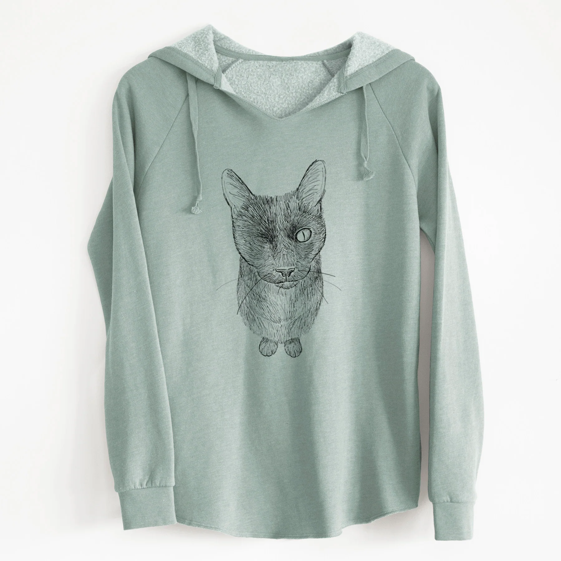 Doodled Marley the Black Cat - Cali Wave Hooded Sweatshirt - Image 6