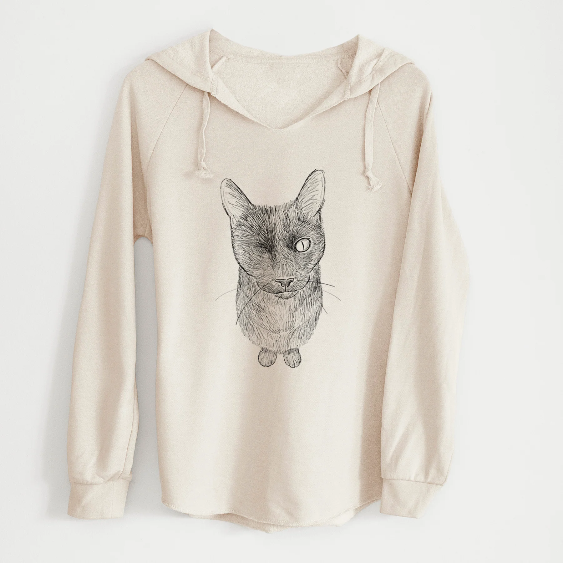 Doodled Marley the Black Cat - Cali Wave Hooded Sweatshirt - Image 7