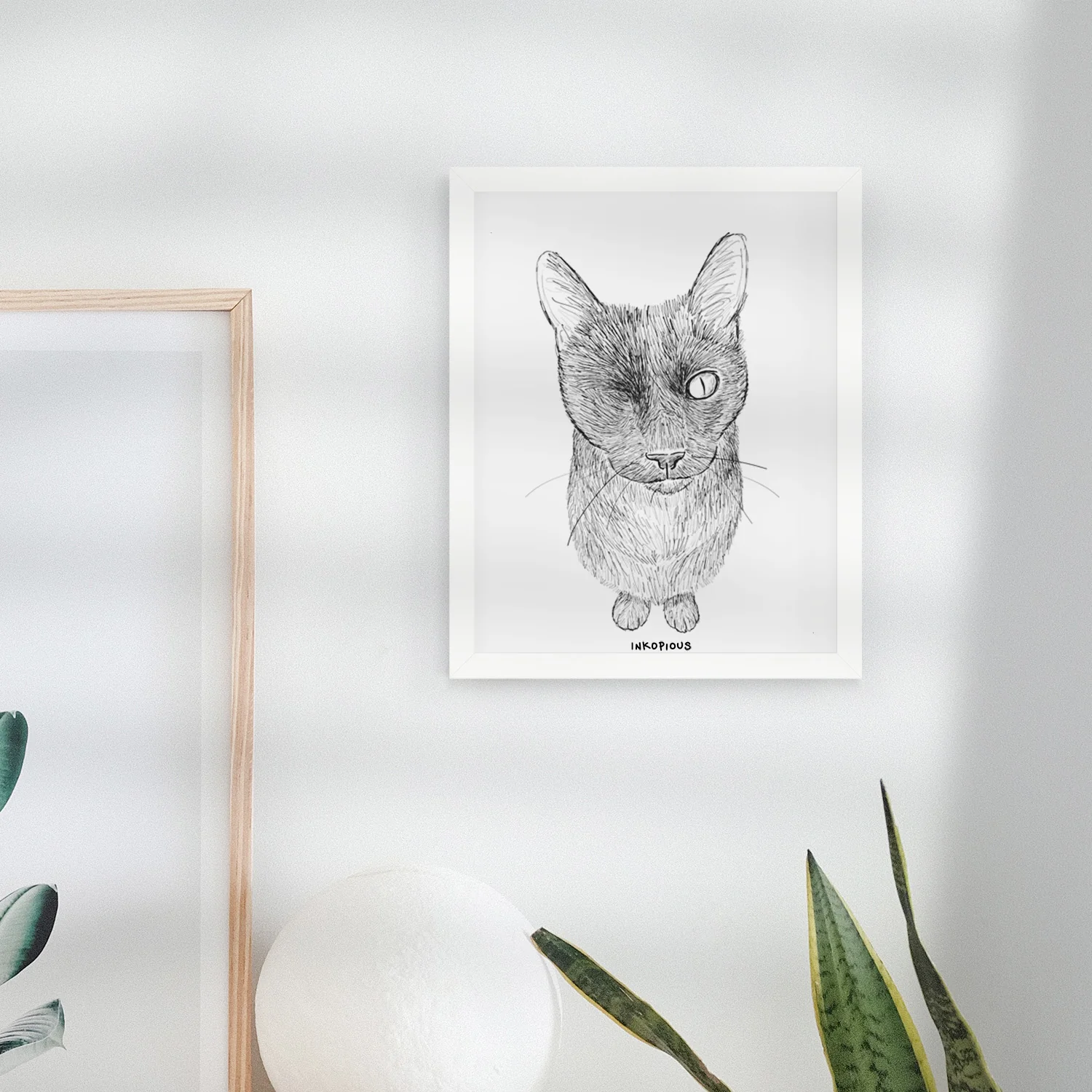 Doodled Marley the Black Cat Art Print - Image 3