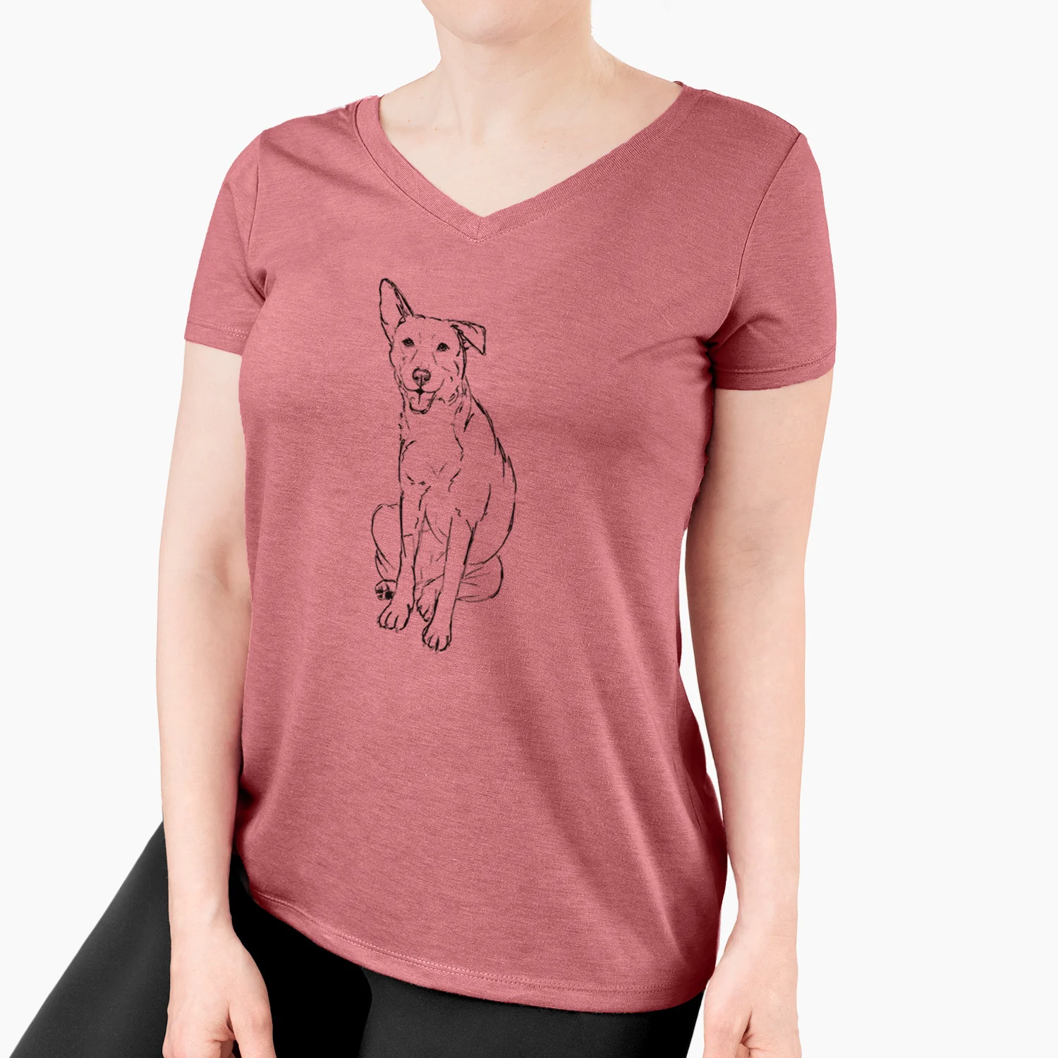 Doodled Mendel the Mixed Breed - Women's Perfect V-neck Shirt - Image 3