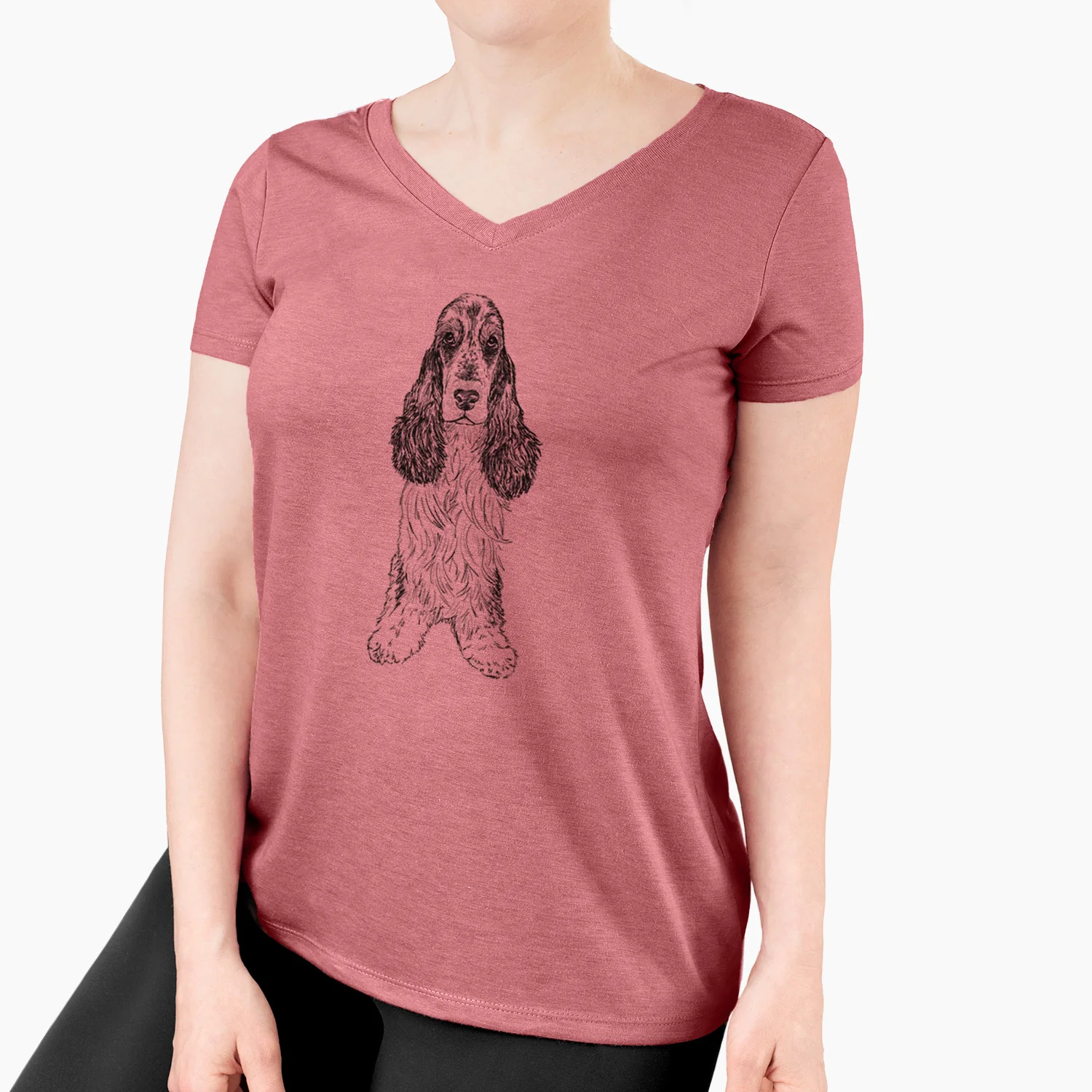 Doodled Rupert the Cocker Spaniel - Women's Perfect V-neck Shirt - Image 3