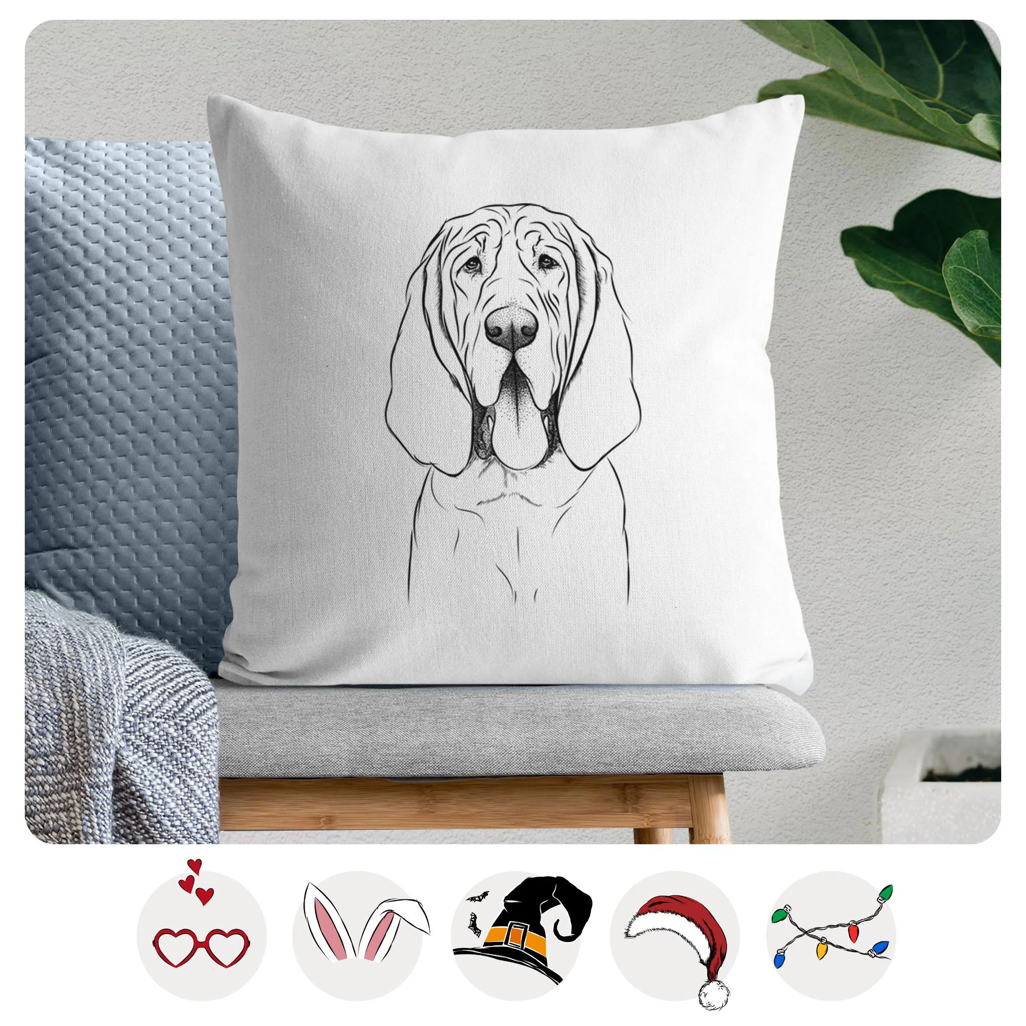 Earl the Bloodhound - Throw Pillow Cover