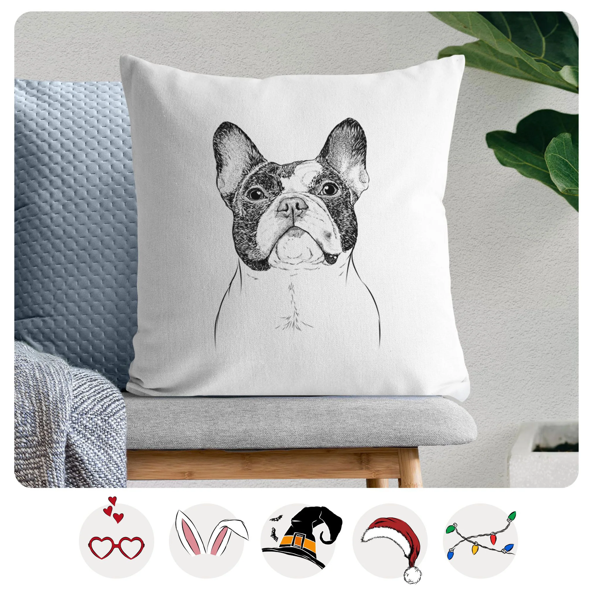 Ella the French Bulldog - Throw Pillow Cover
