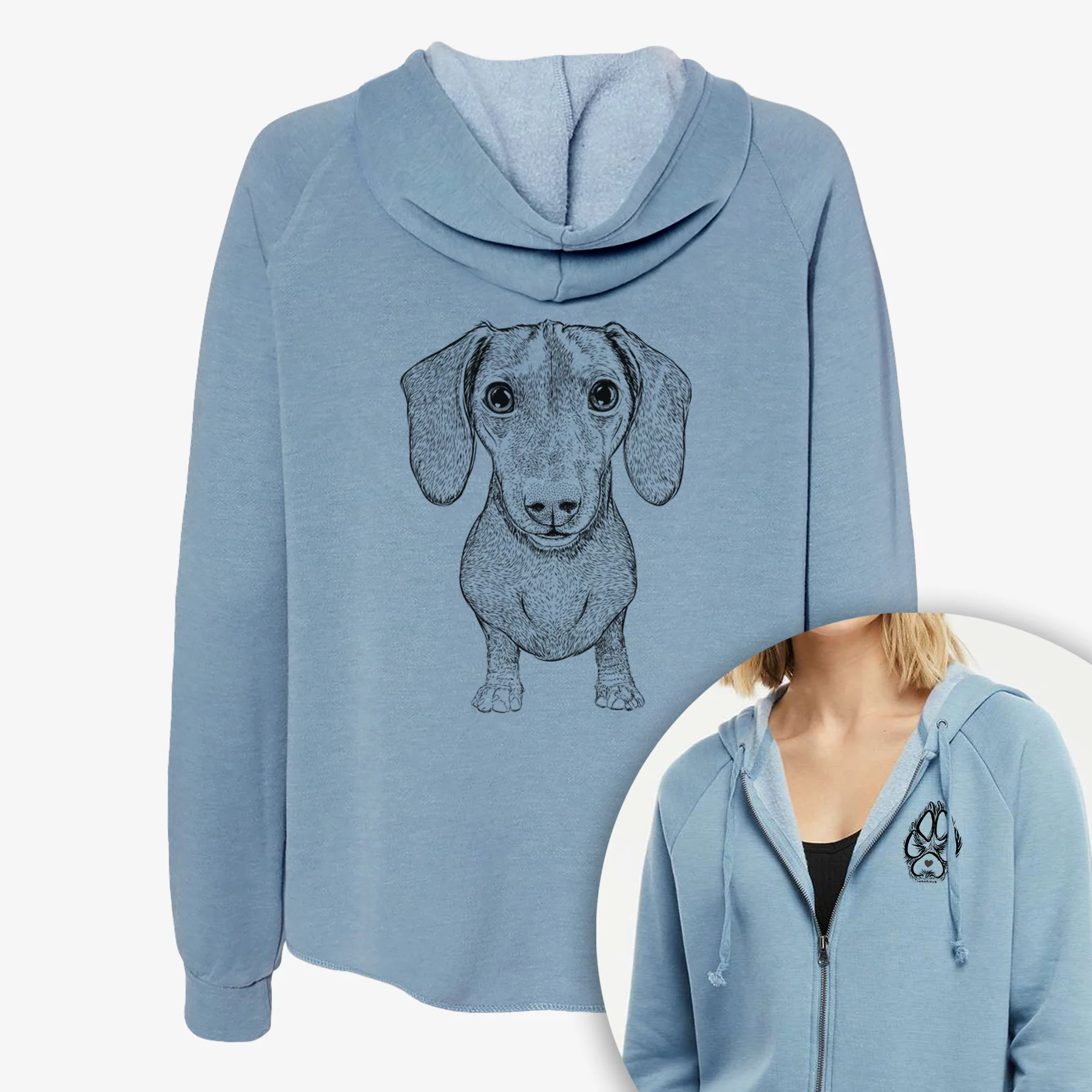 Ernie the Mini Dachshund - Women's Cali Wave Zip-Up Sweatshirt