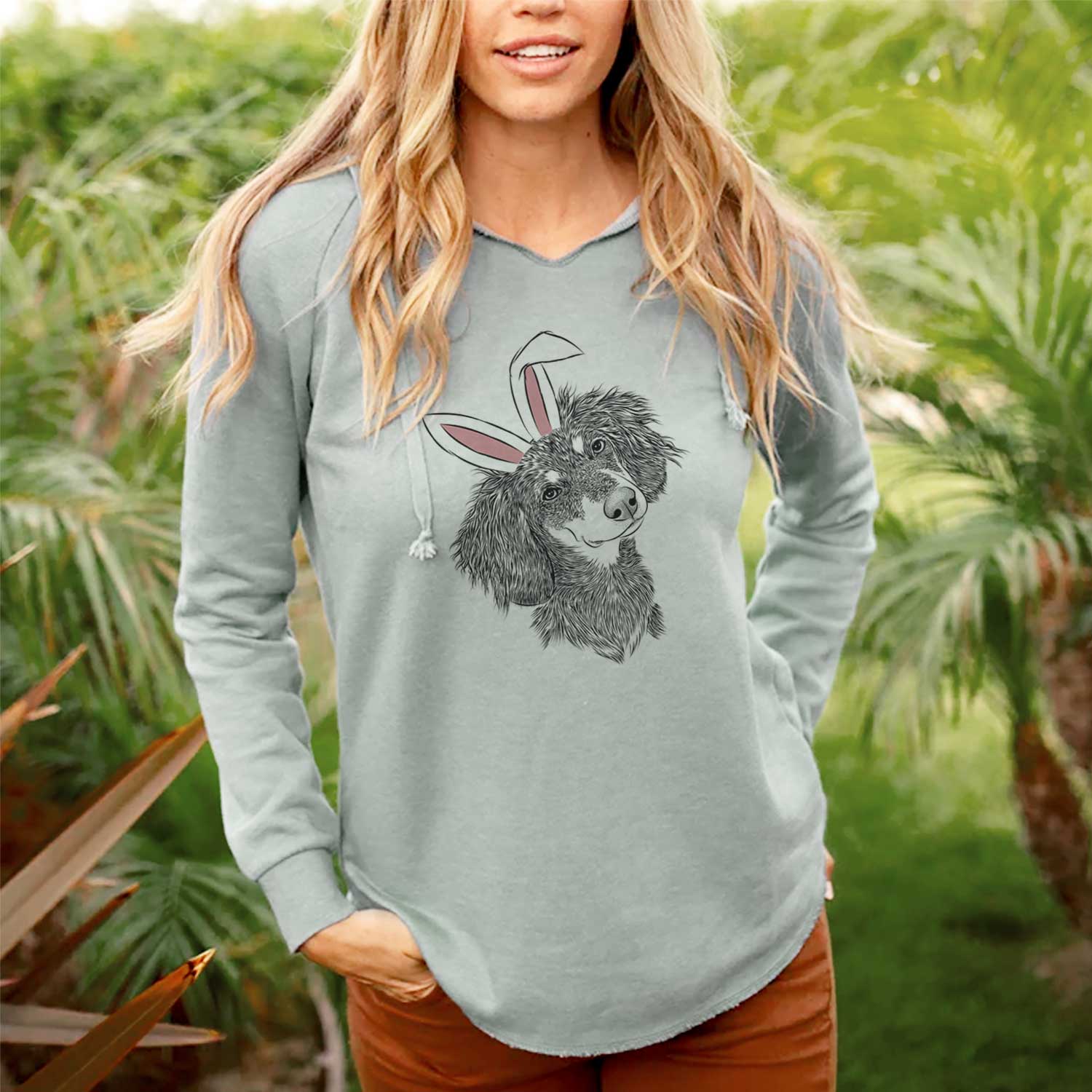 Easter Bailey the Long Haired Dachshund - Cali Wave Hooded Sweatshirt - Image 3