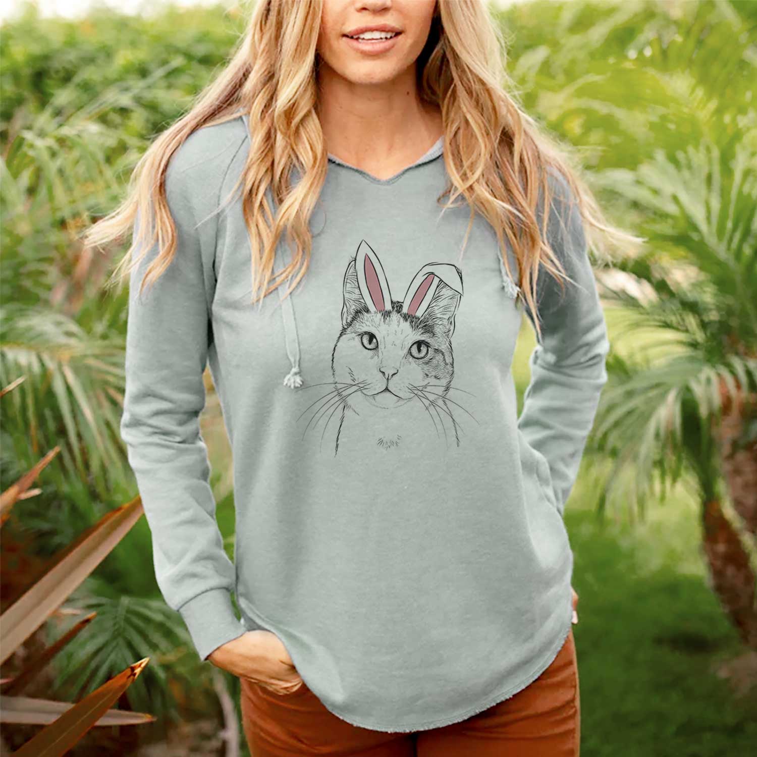 Easter Denver the Calico Cat - Cali Wave Hooded Sweatshirt - Image 3