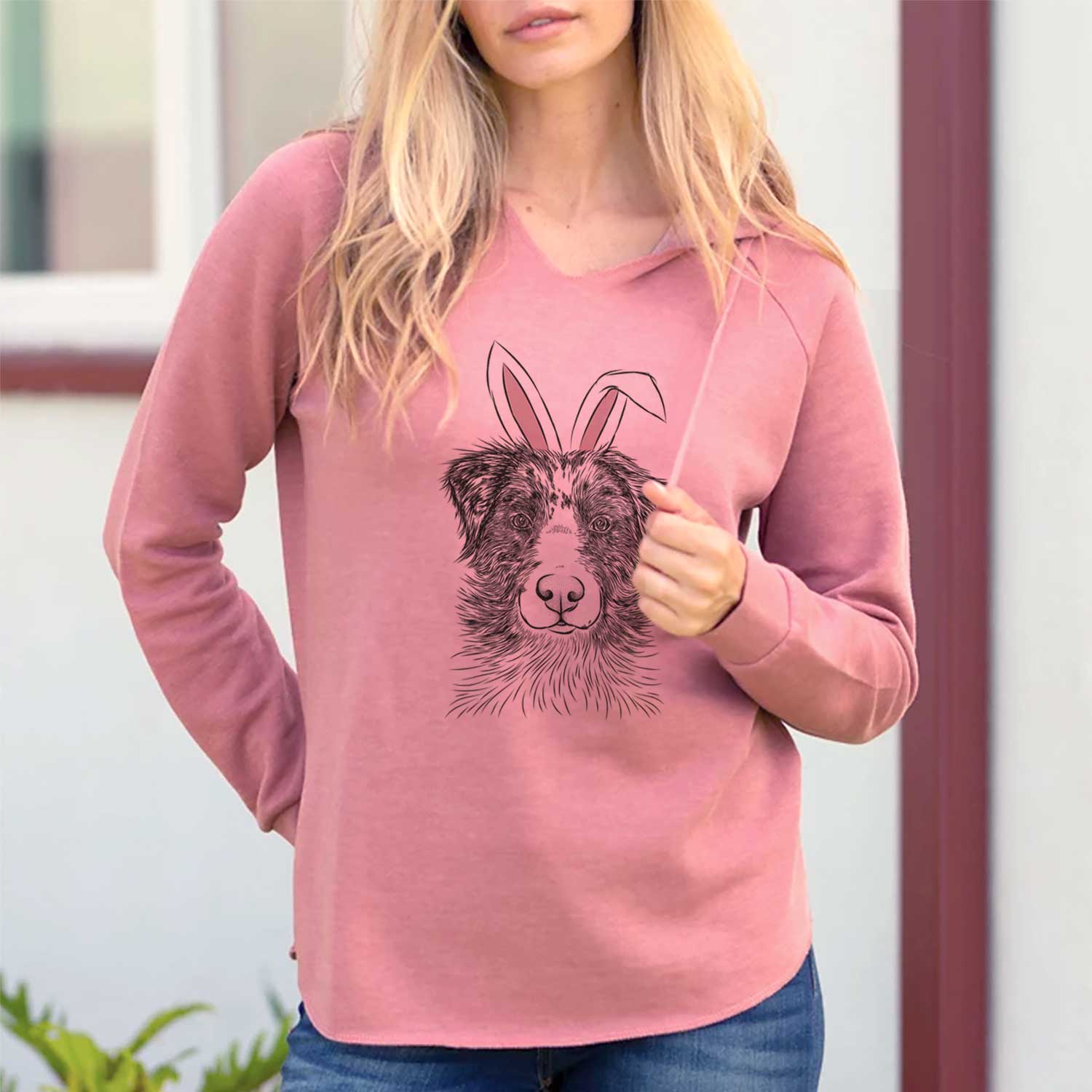 Easter Gram the Australian Shepherd - Cali Wave Hooded Sweatshirt - Image 2