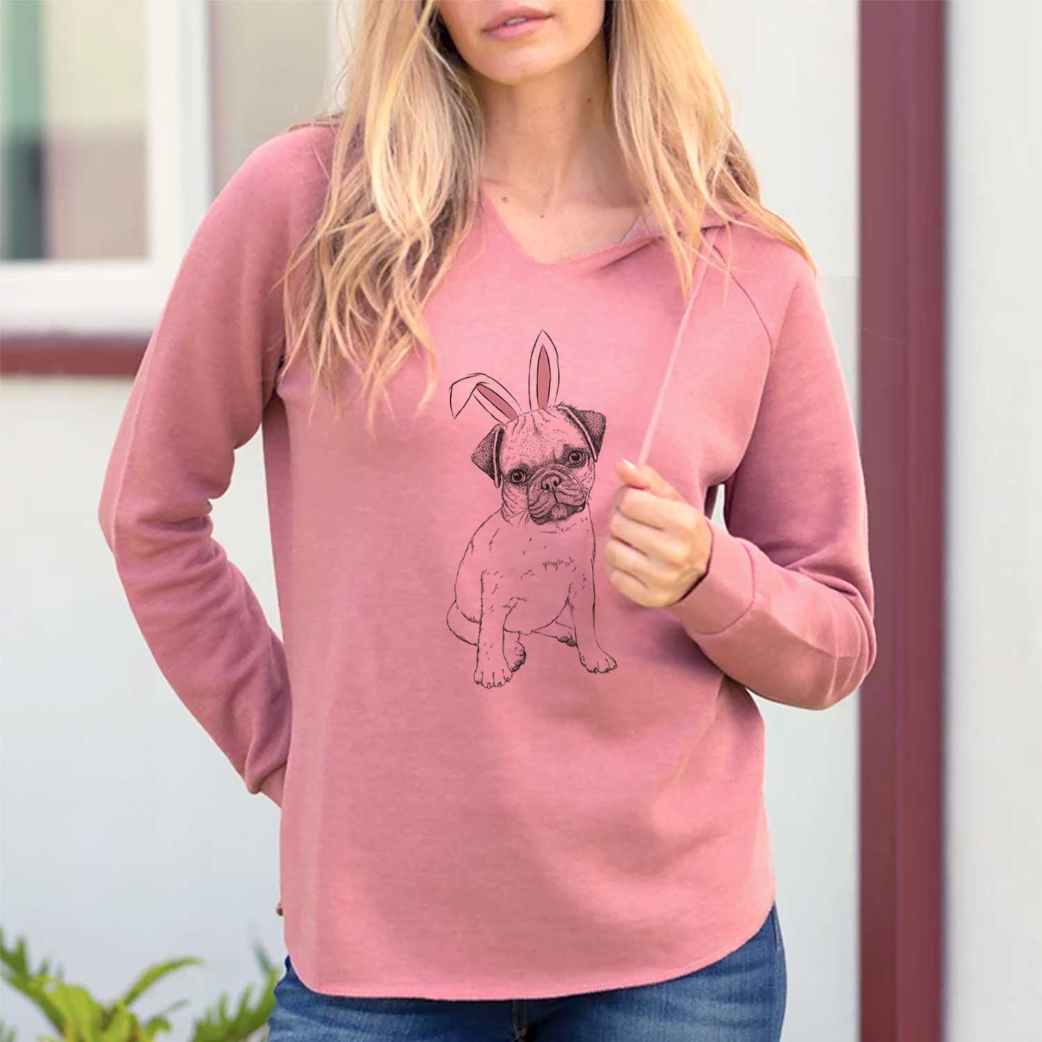 Easter Nelson the Pug Puppy - Cali Wave Hooded Sweatshirt - Image 2
