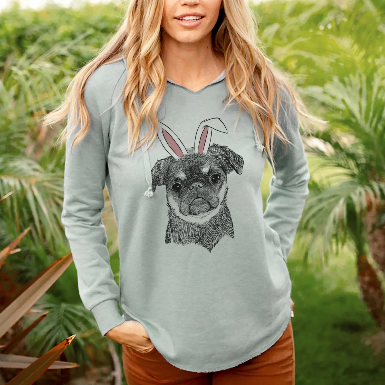 Easter Simone the Brussels Griffon - Cali Wave Hooded Sweatshirt - Image 3