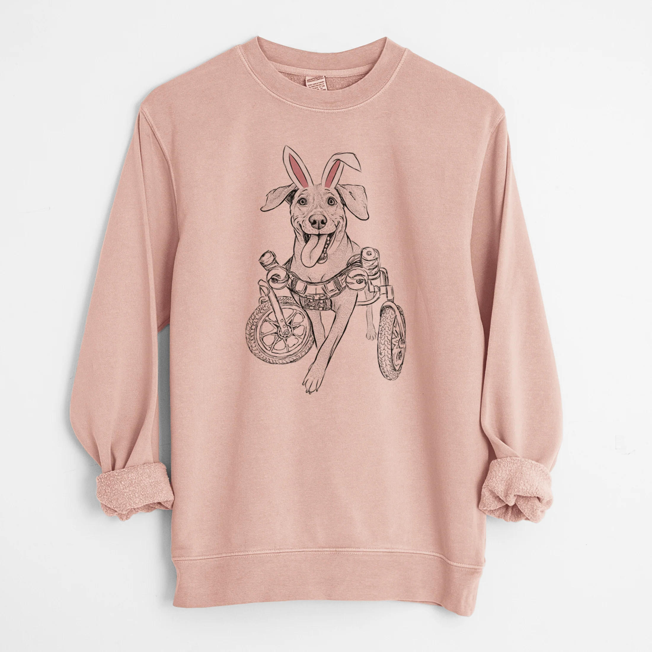 Easter Hannah the Pitbull Mix - Unisex Pigment Dyed Crew Sweatshirt - Image 6