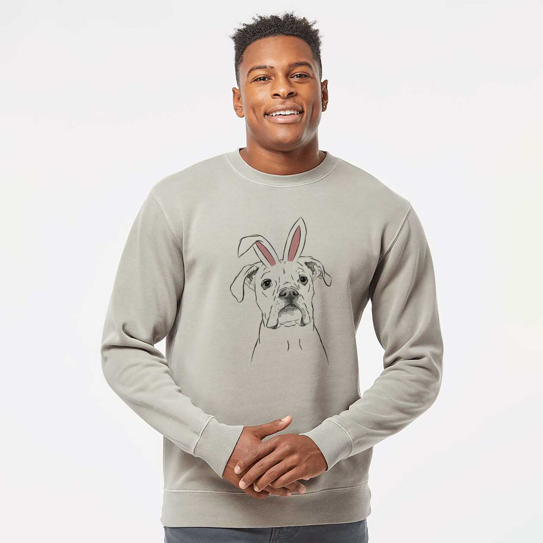 Easter Henley the Boxer - Unisex Pigment Dyed Crew Sweatshirt - Image 4