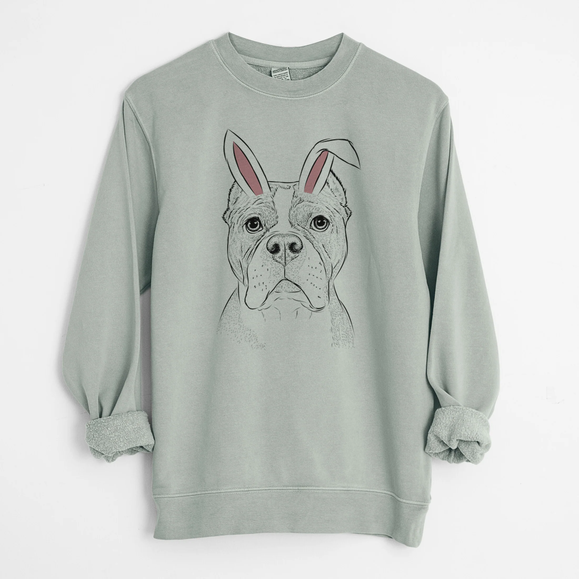 Easter Maggie the American Bulldog - Unisex Pigment Dyed Crew Sweatshirt
