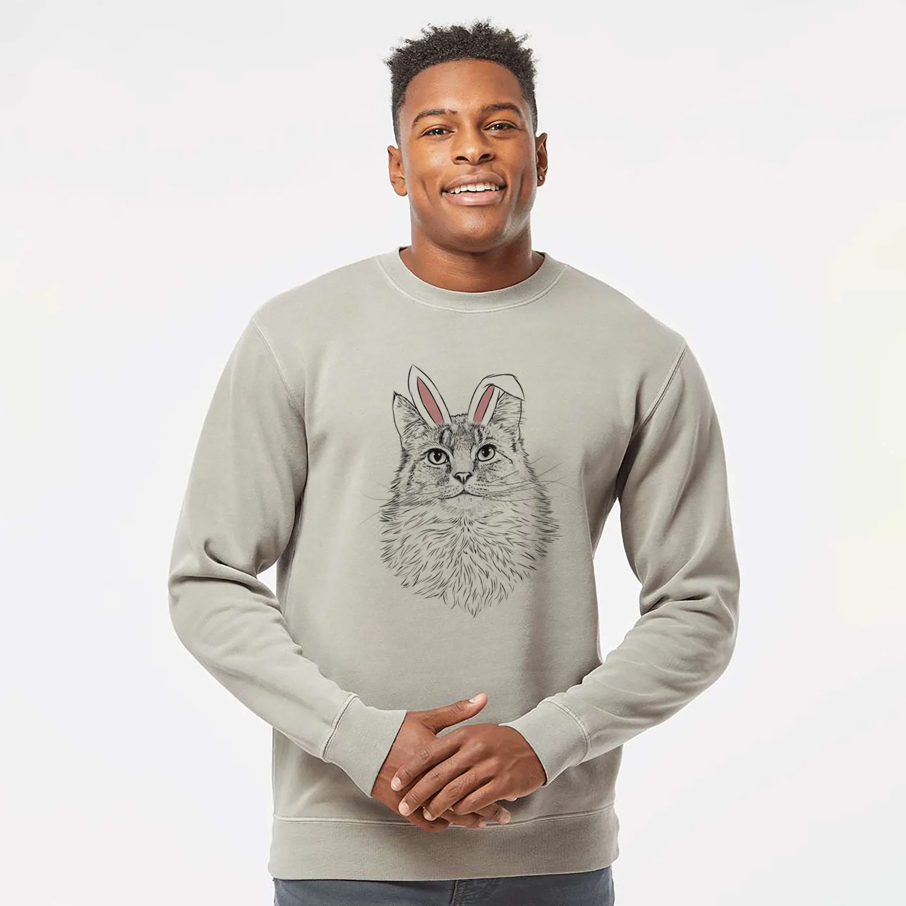 Easter Olive the Cat - Unisex Pigment Dyed Crew Sweatshirt - Image 4