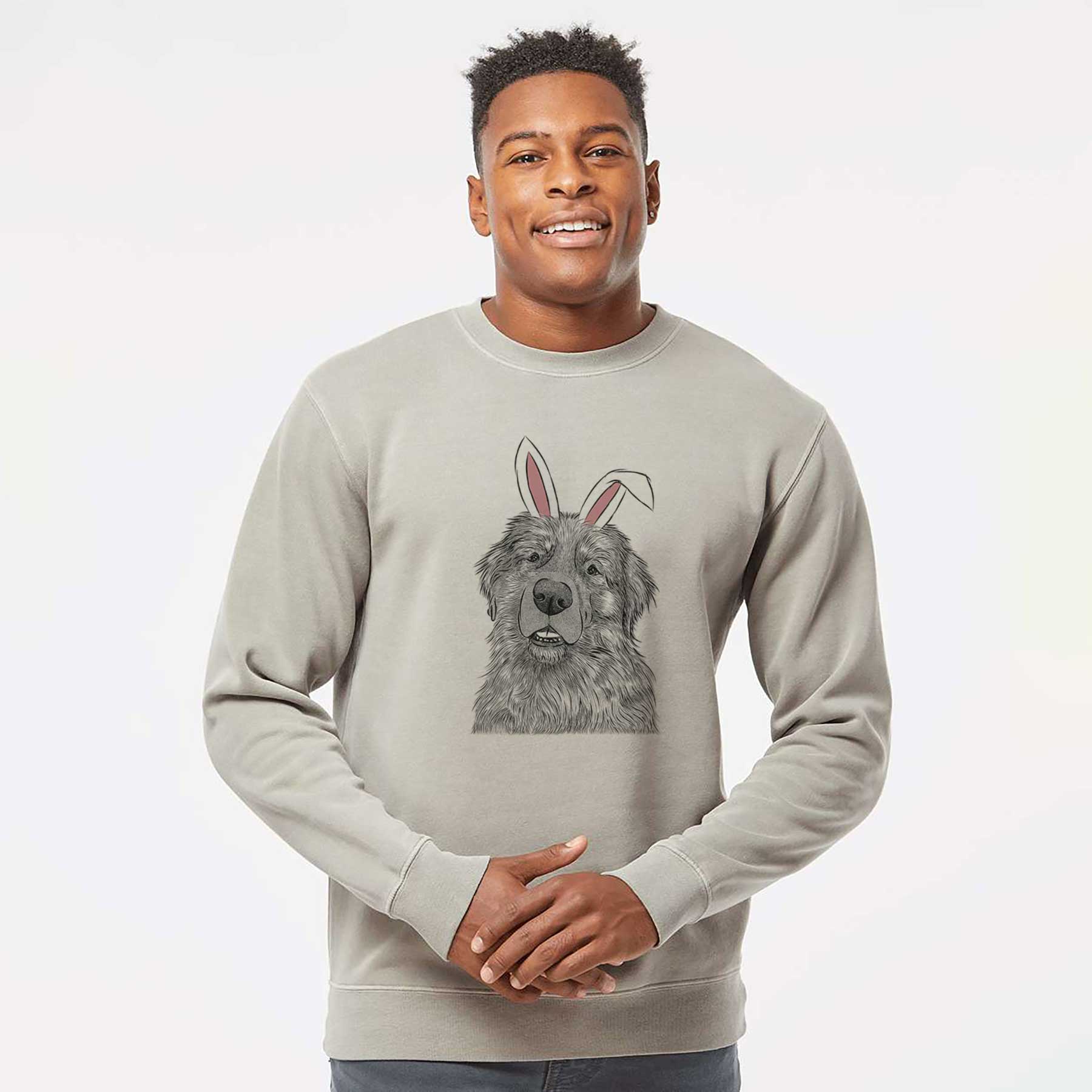 Easter Ralph the Leonberger - Unisex Pigment Dyed Crew Sweatshirt - Image 4