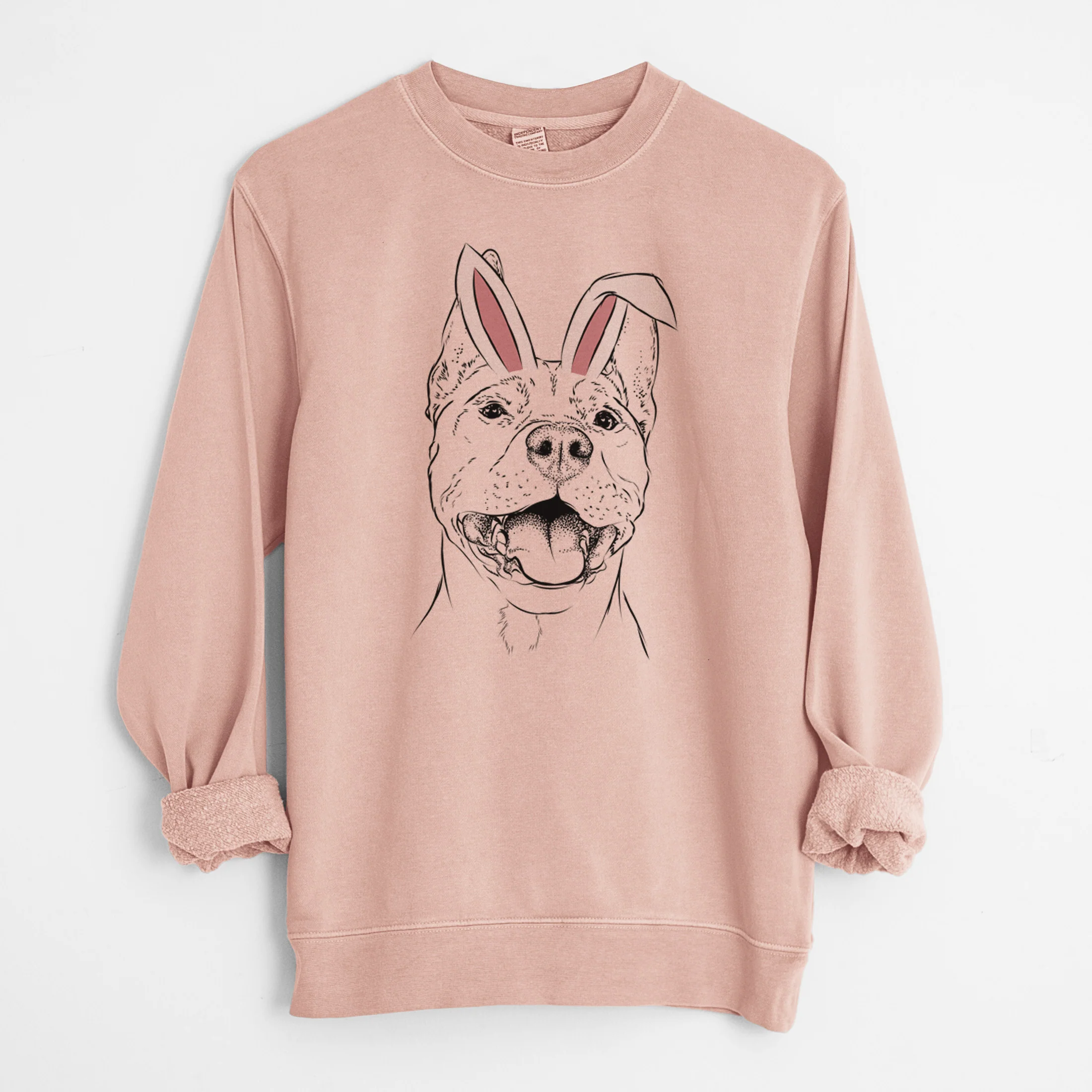 Easter Wally the Pitbull - Unisex Pigment Dyed Crew Sweatshirt - Image 6