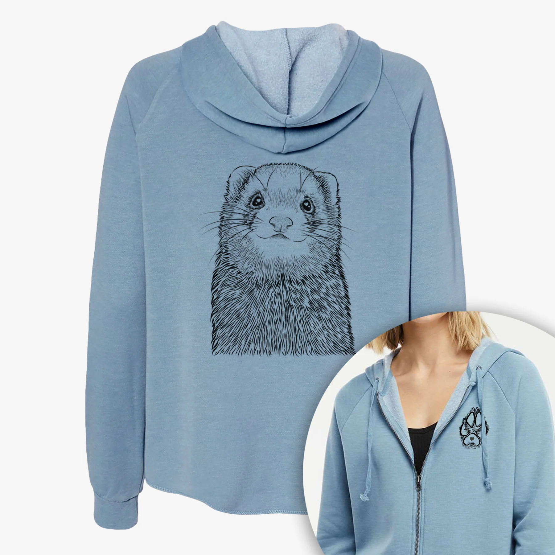 Fig the Ferret - Women's Cali Wave Zip-Up Sweatshirt