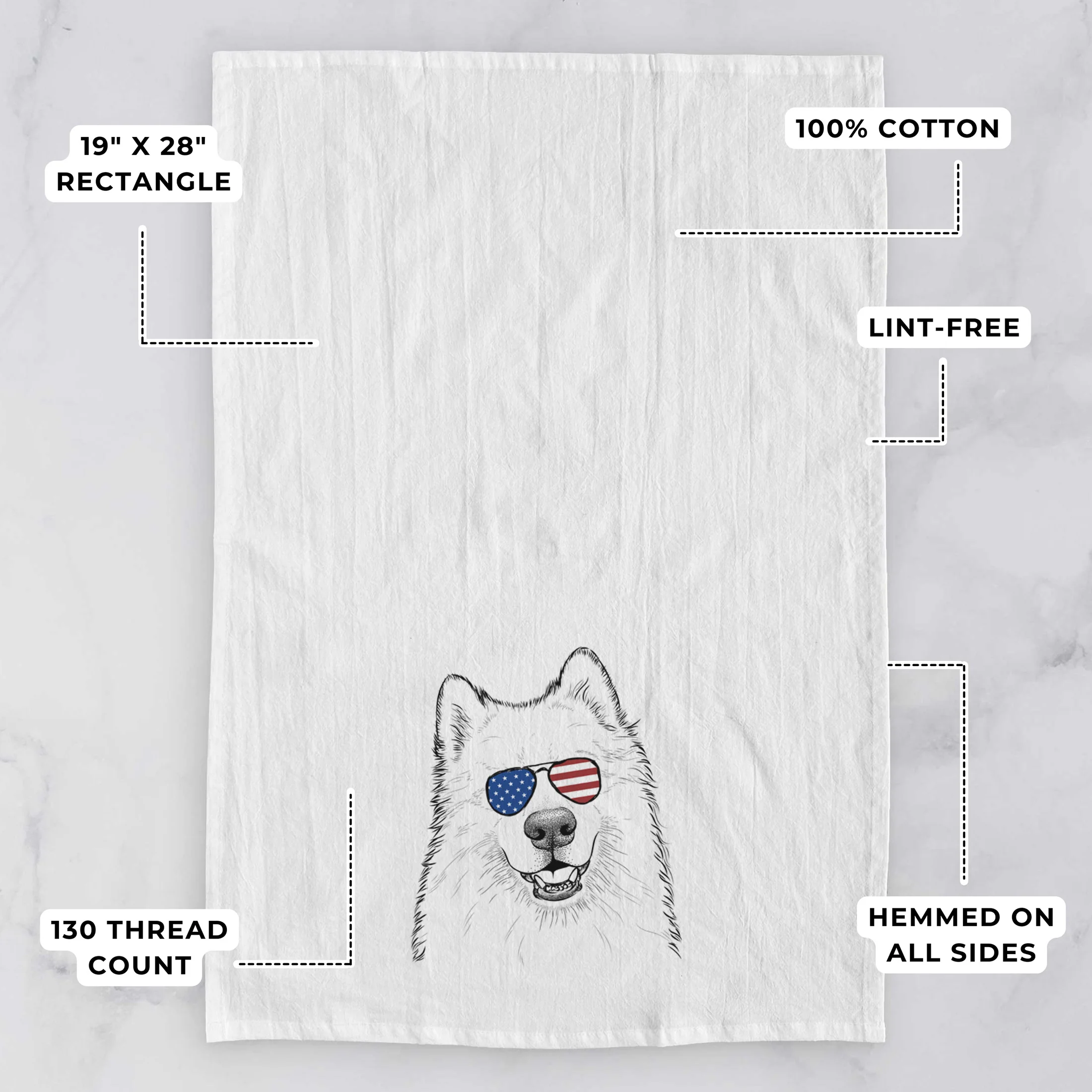 Foster the Samoyed Tea Towel - Image 3