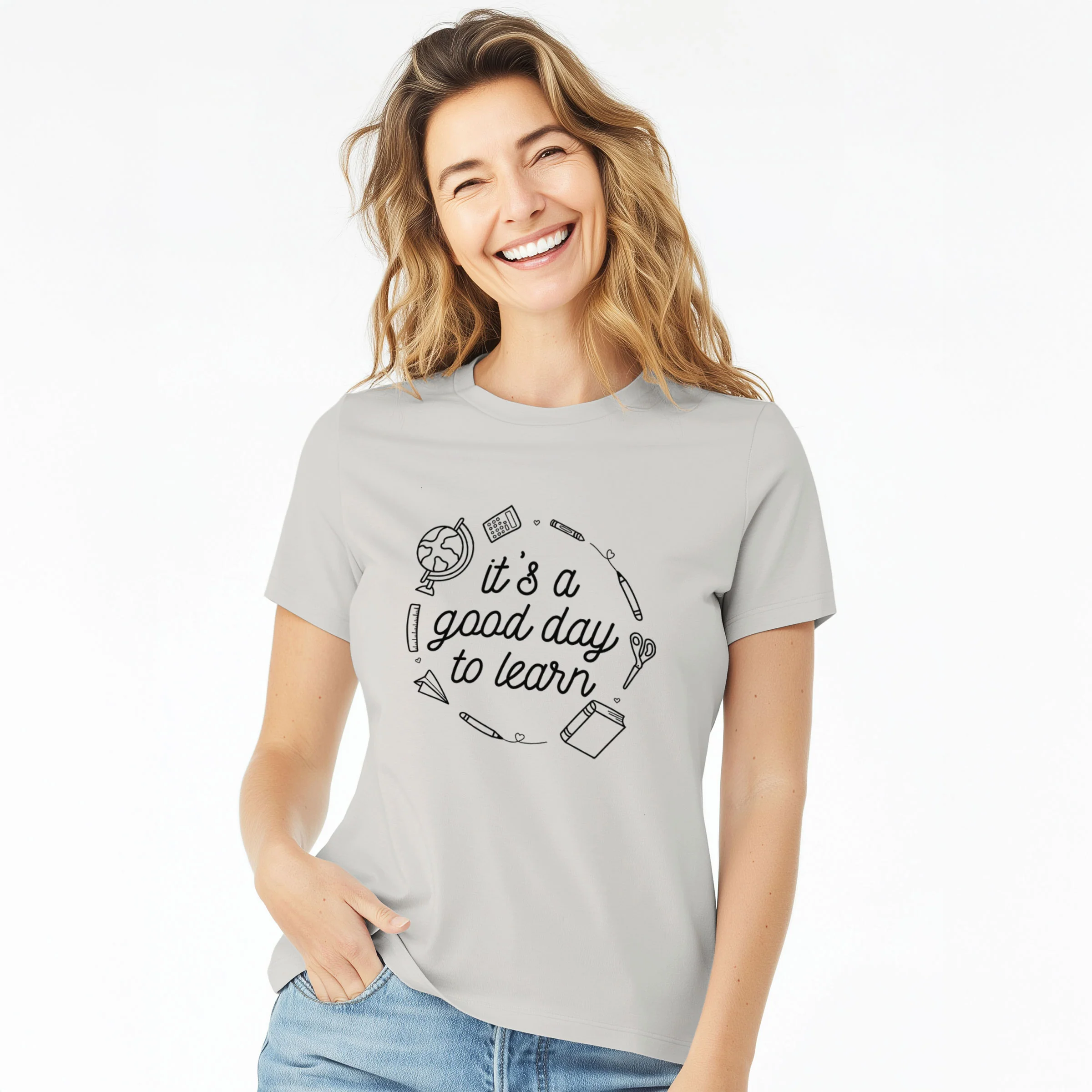 It's a Good Day to Learn - Women's Lightweight Relaxed Fit 100% Cotton Crewneck - Image 3