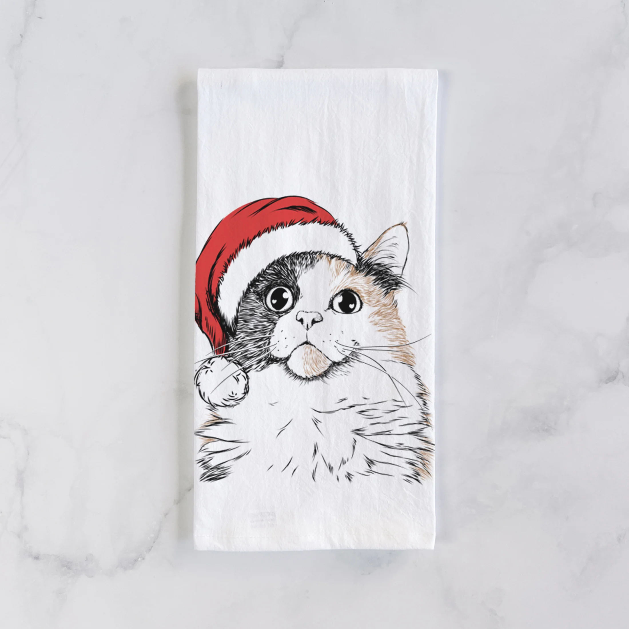 Greta the Calico Cat Tea Towel - Image 2
