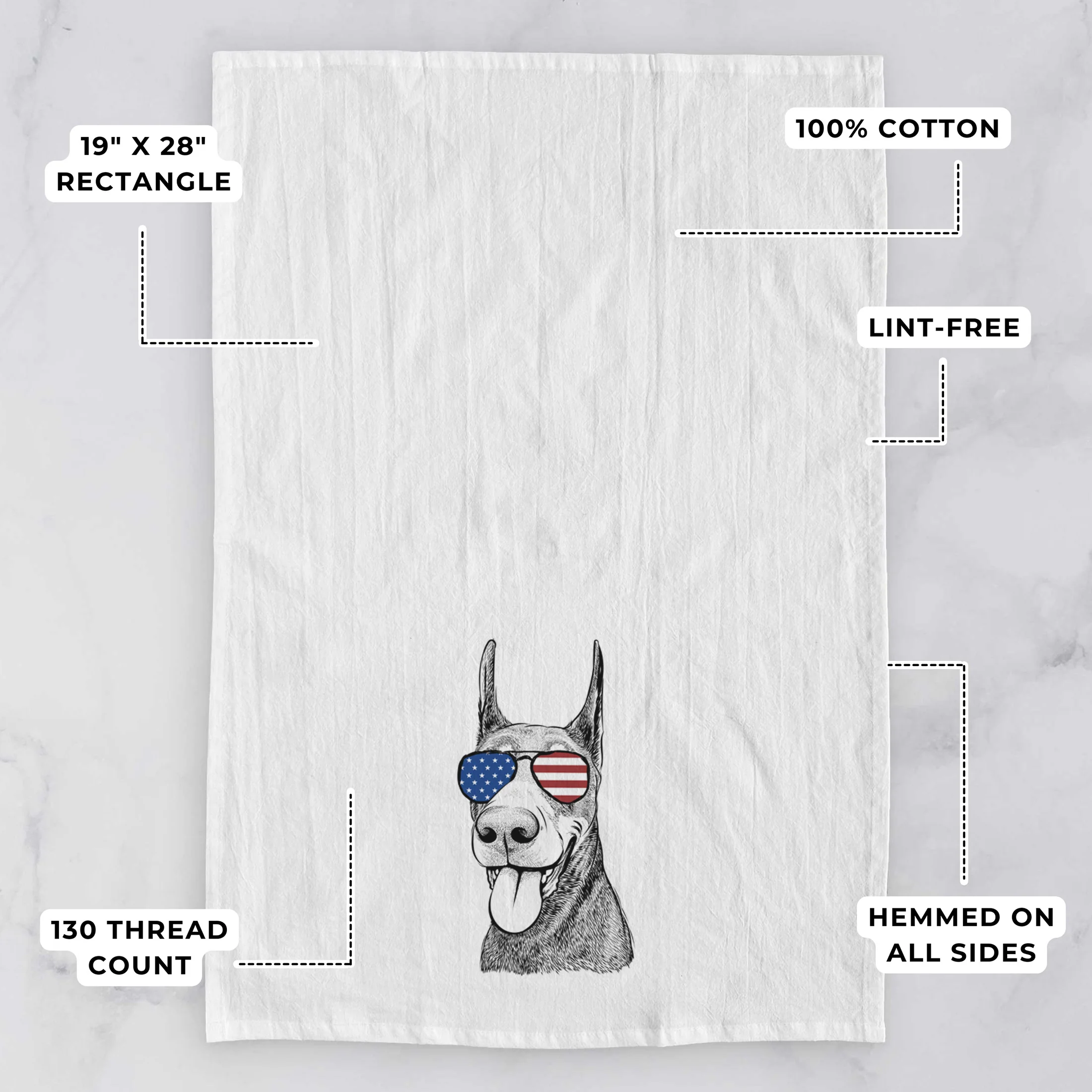 Happy Sunny the Doberman Pinscher Tea Towel - Image 3