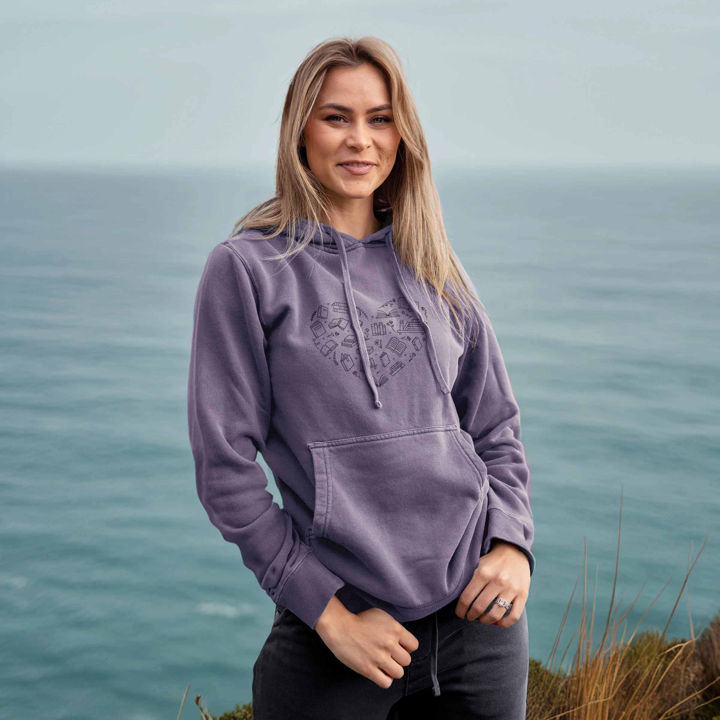 Heart Full of Books - Unisex Pigment Dyed Hoodie - Image 4