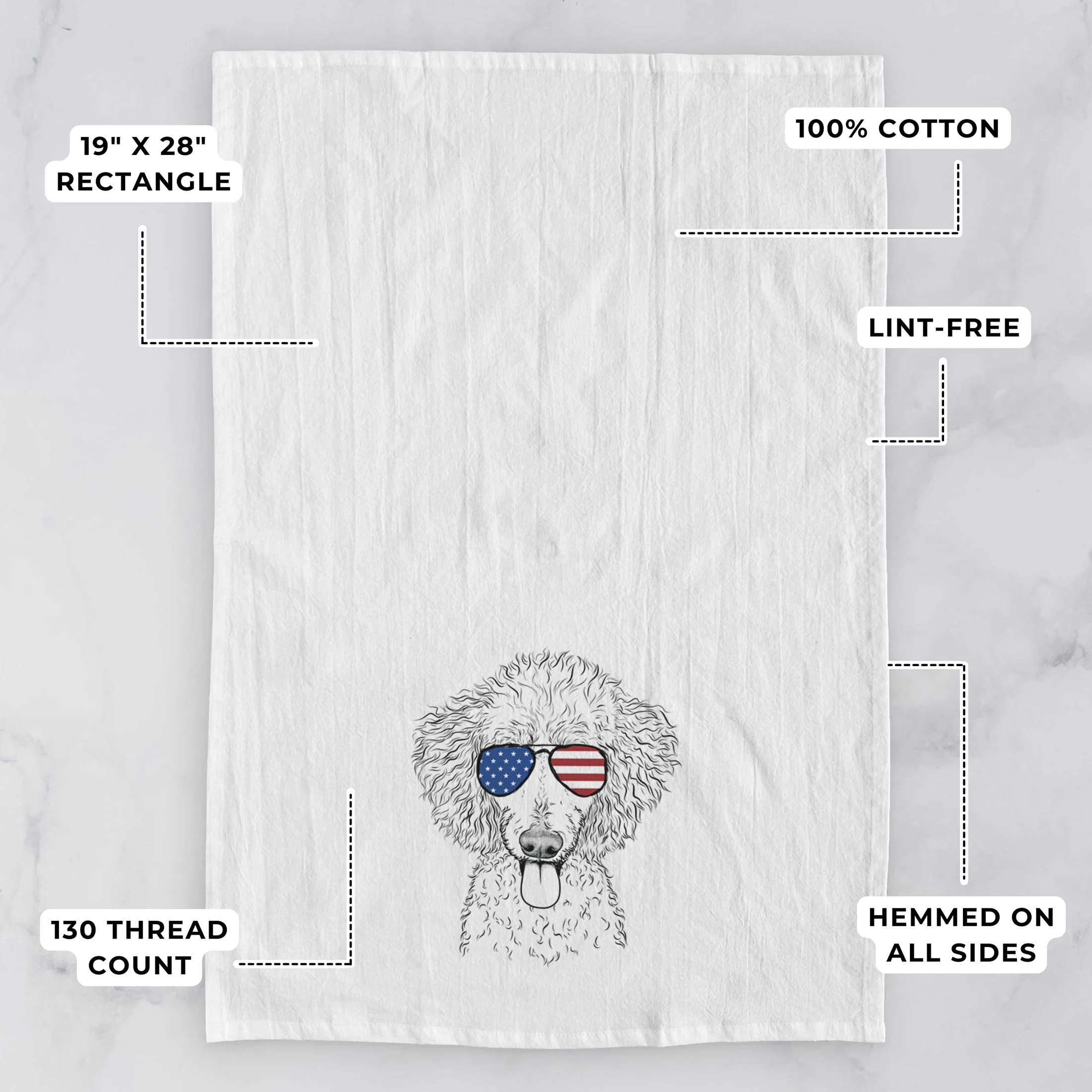 Henry the White Standard Poodle Tea Towel - Image 3