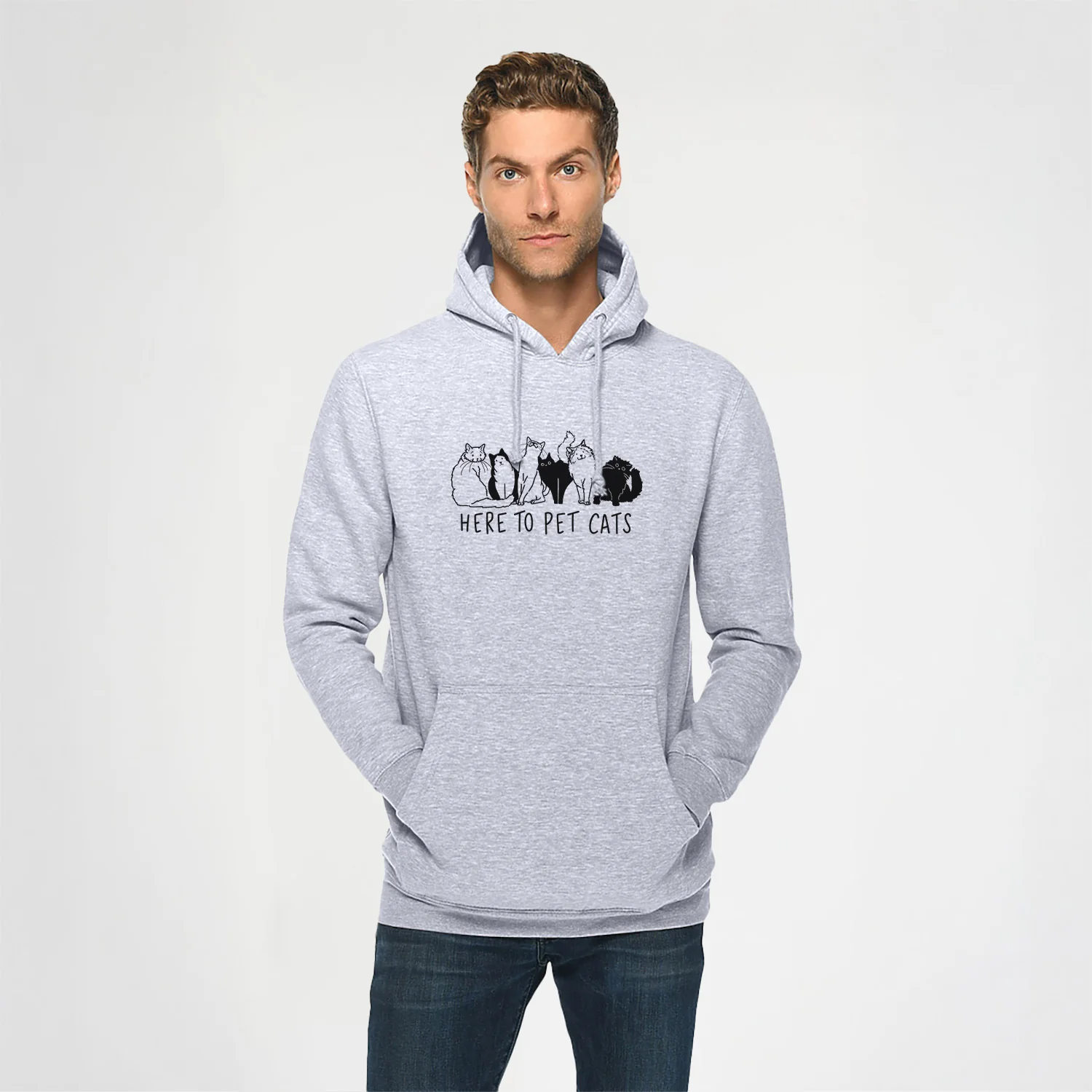Here to Pet Cats - Heavyweight Fleece Hoodie - Image 2