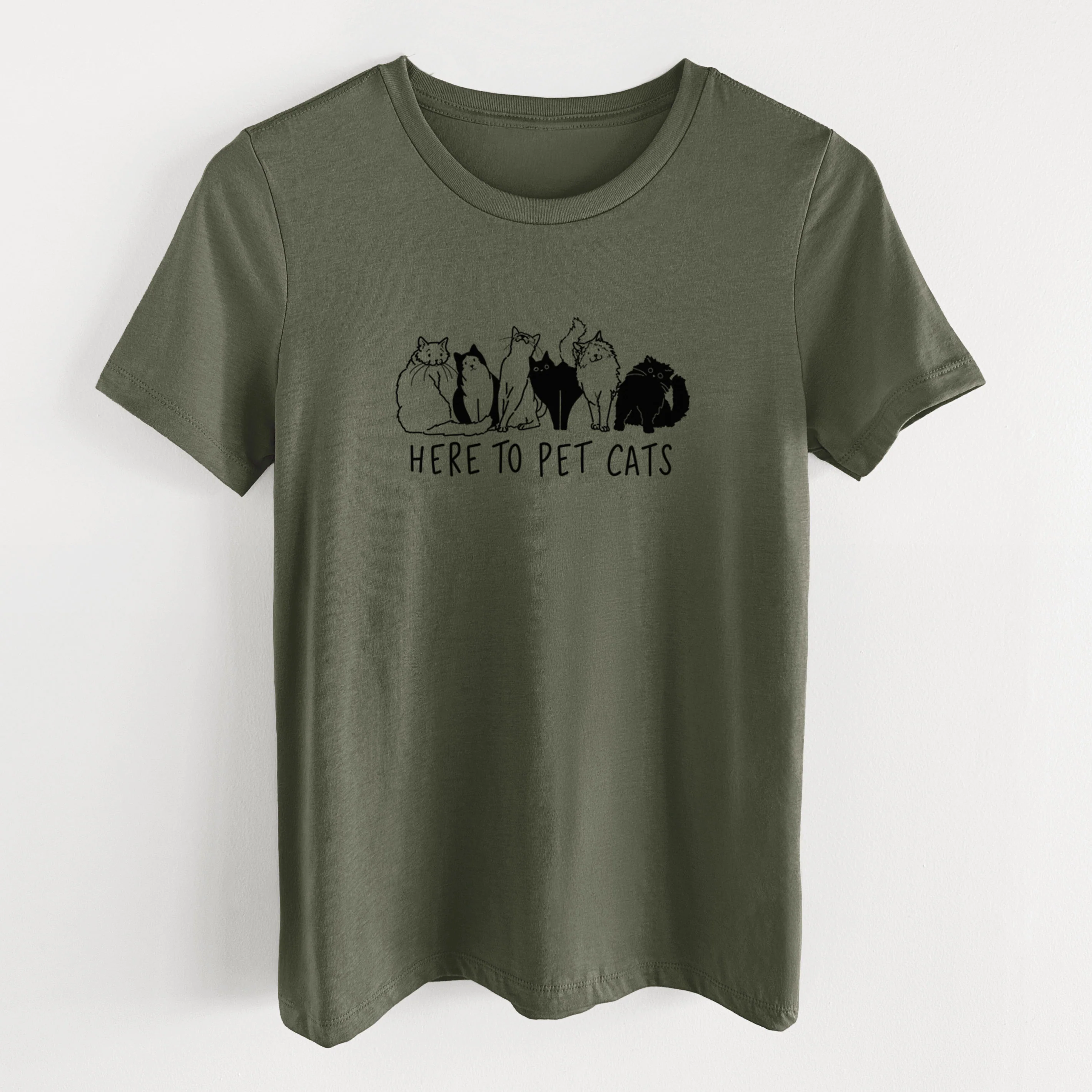 Here to Pet Cats - Women's Lightweight Relaxed Fit 100% Cotton Crewneck - Image 12