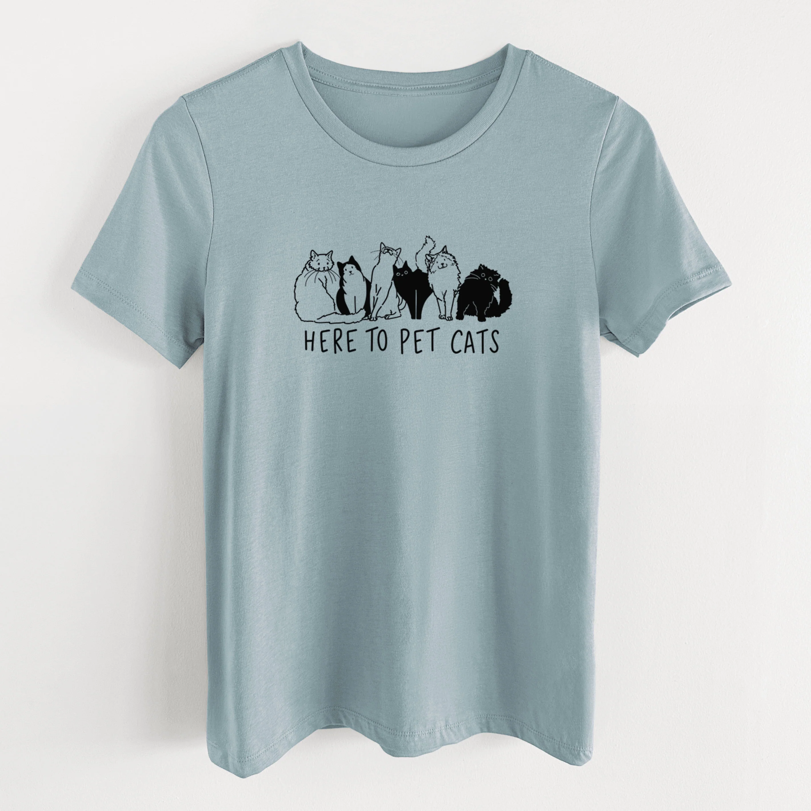 Here to Pet Cats - Women's Lightweight Relaxed Fit 100% Cotton Crewneck - Image 9