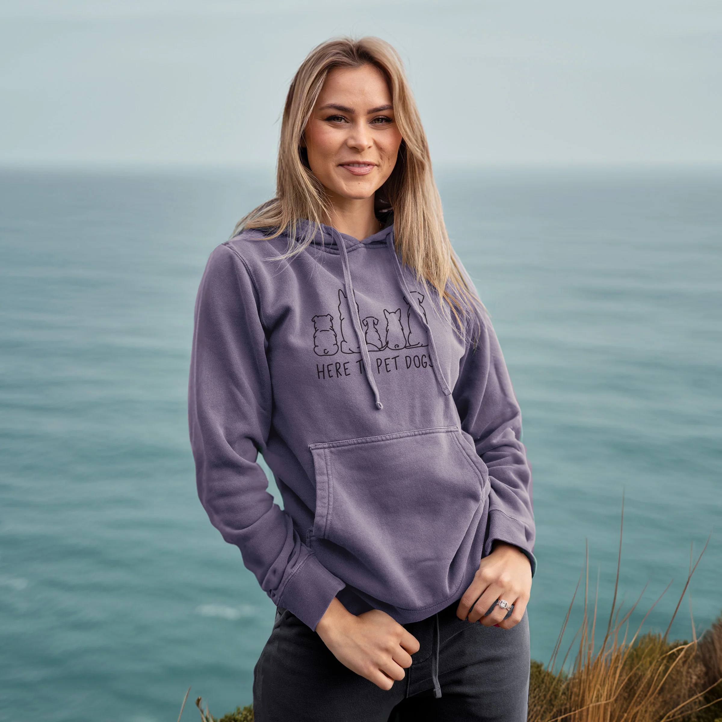 Here To Pet Dogs - Unisex Pigment Dyed Hoodie - Image 4