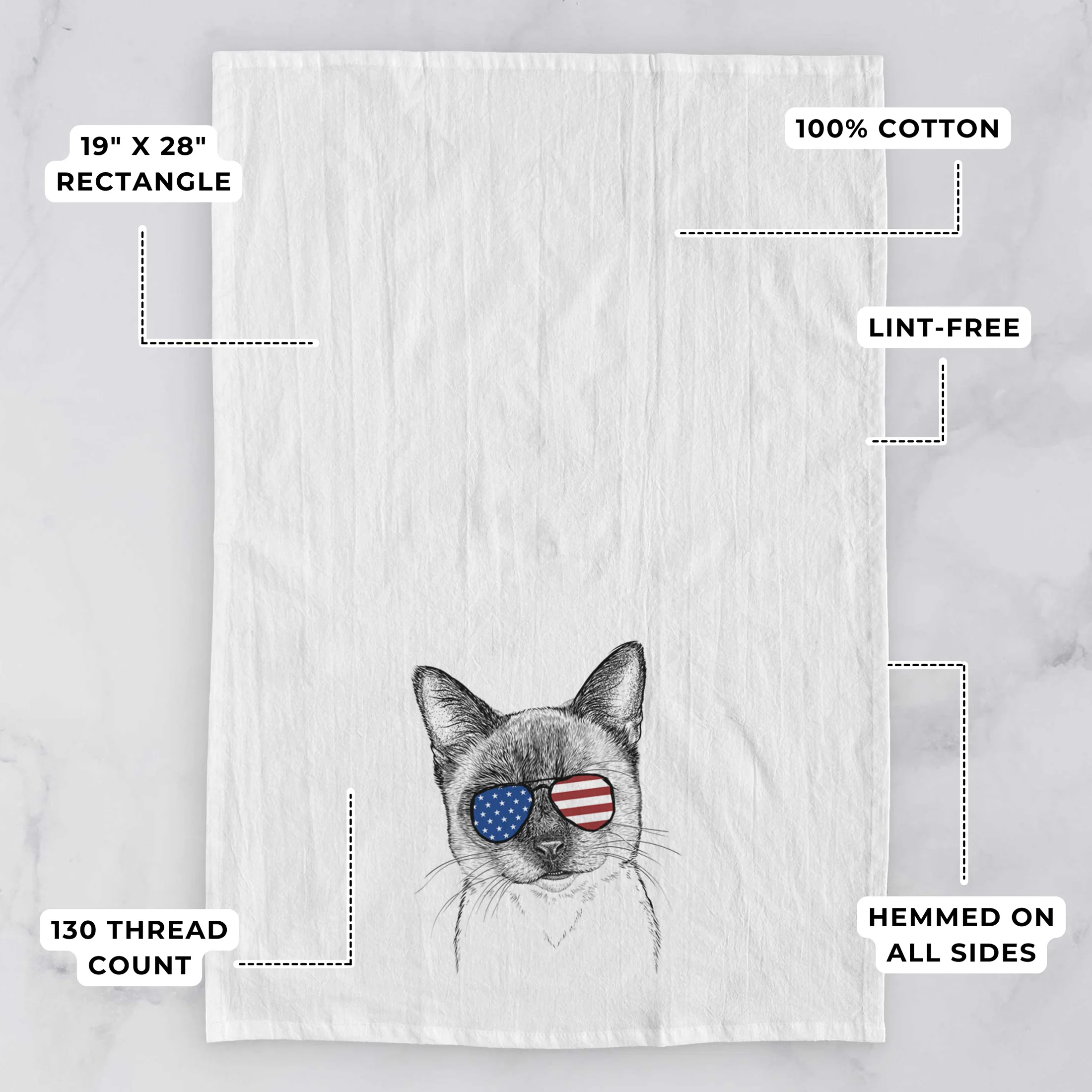 Hoggle the Siamese Cat Tea Towel - Image 3