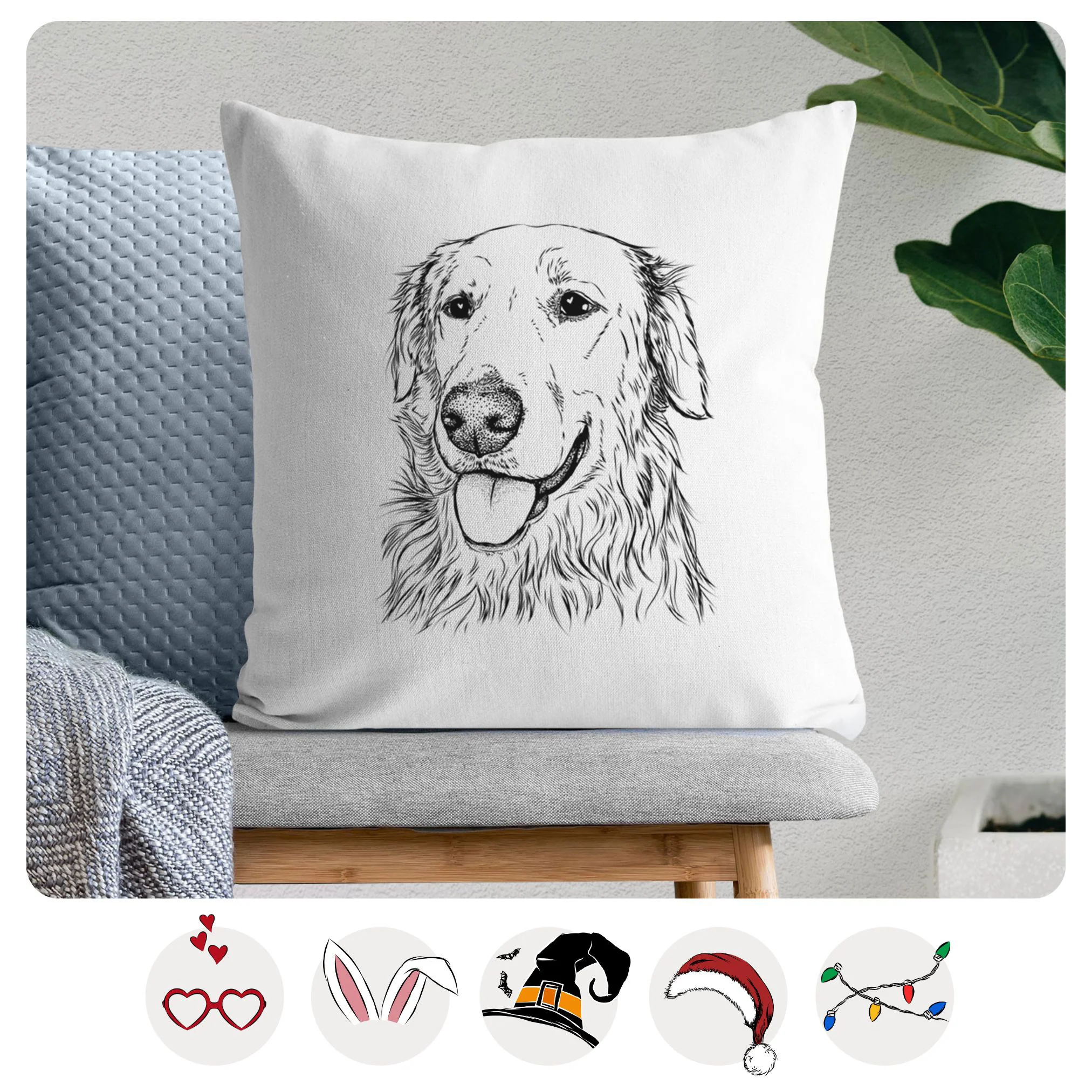 Hopper the Golden Retriever - Throw Pillow Cover