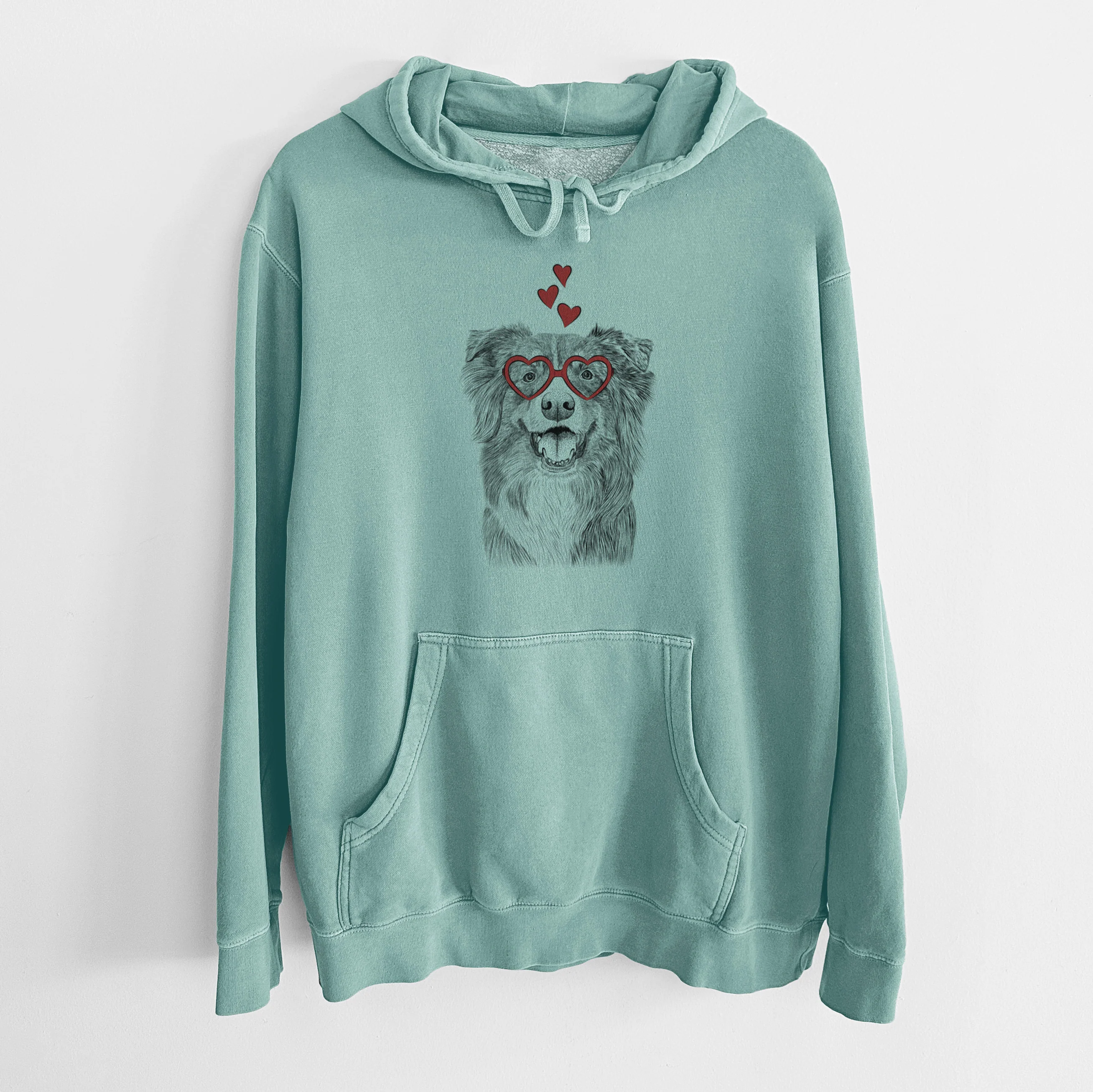 Valentine Aussie Parker the Australian Shepherd - Unisex Pigment Dyed Hoodie - Image 10