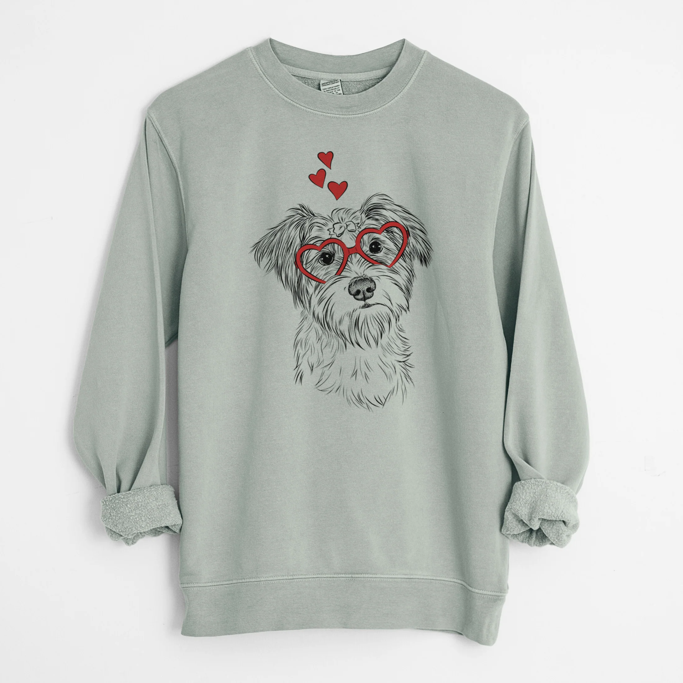 Valentine Birdee the Schnauzer Mix - Unisex Pigment Dyed Crew Sweatshirt - Image 7