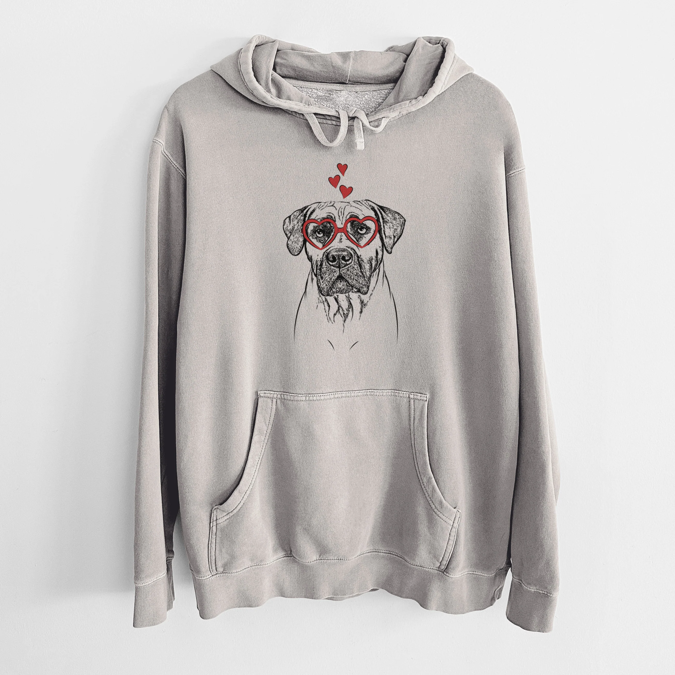 Valentine Boris the Boerboel - Unisex Pigment Dyed Hoodie - Image 5