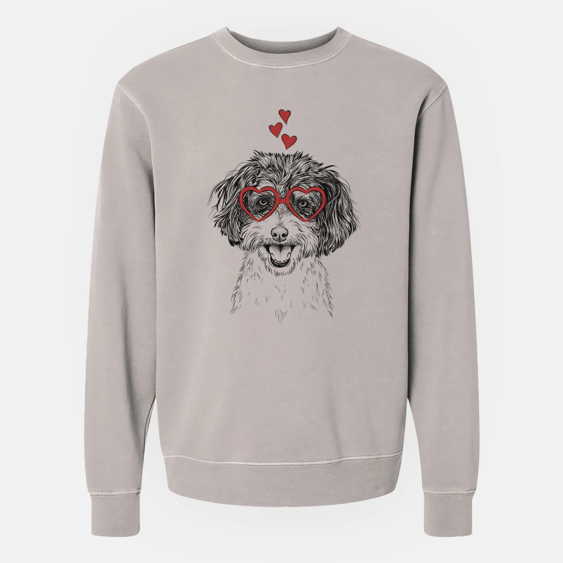 Valentine Carlos the Cavapoo - Unisex Pigment Dyed Crew Sweatshirt - Image 3