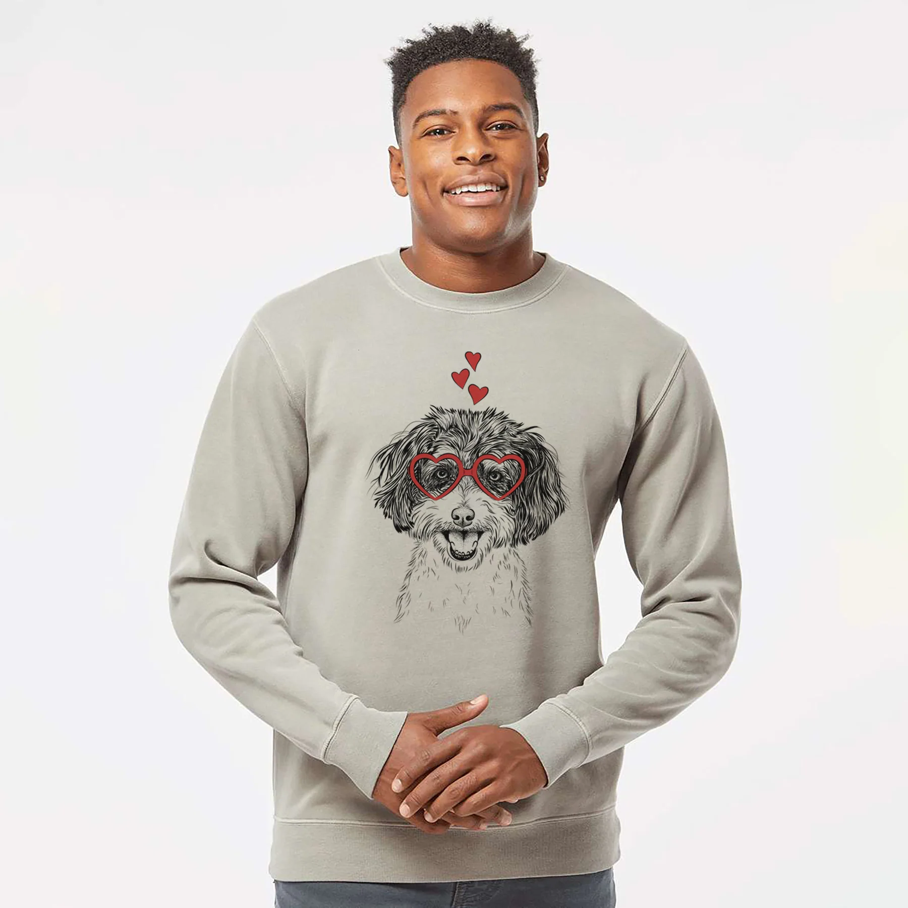 Valentine Carlos the Cavapoo - Unisex Pigment Dyed Crew Sweatshirt - Image 5
