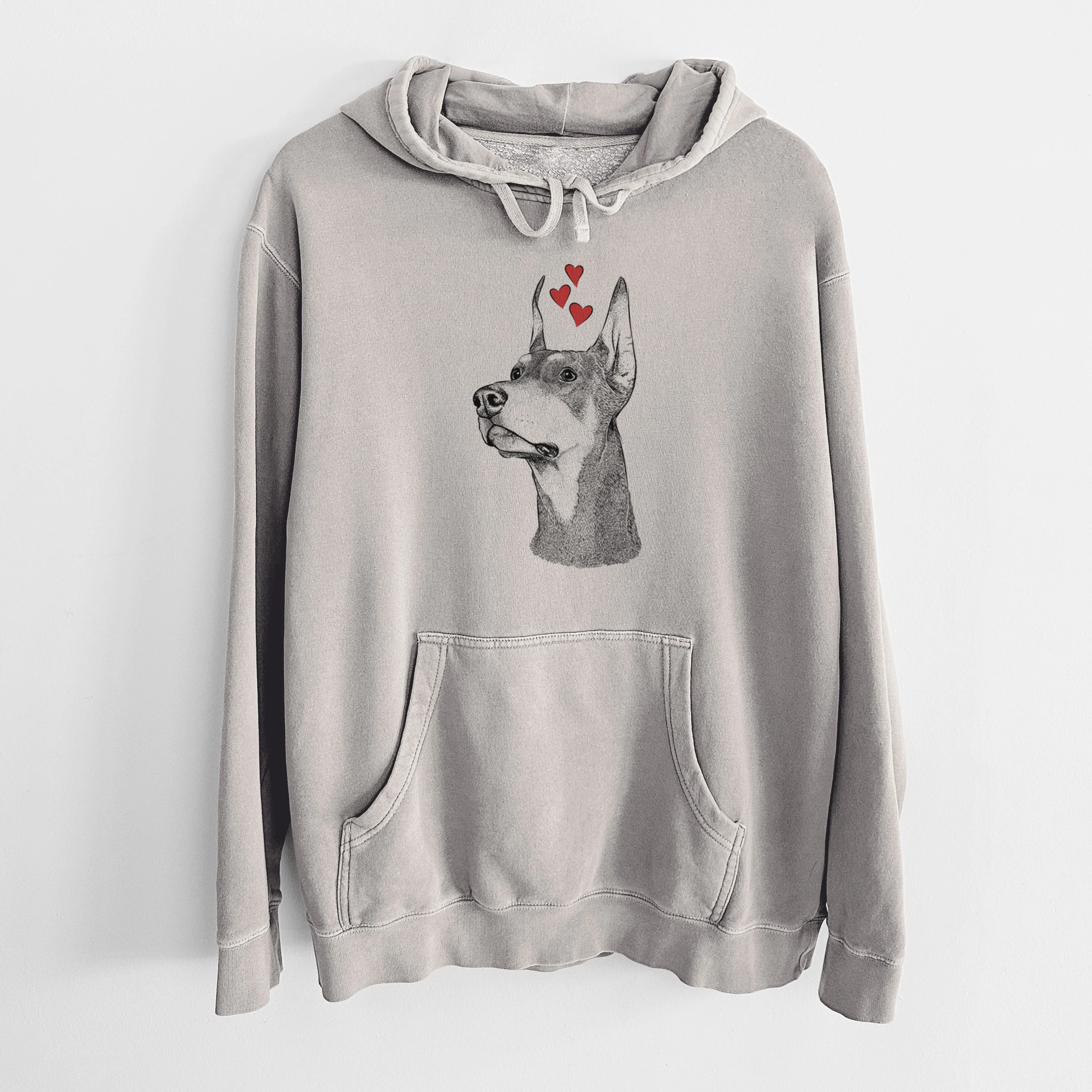 Valentine Cenza the Doberman Pinscher - Unisex Pigment Dyed Hoodie - Image 5