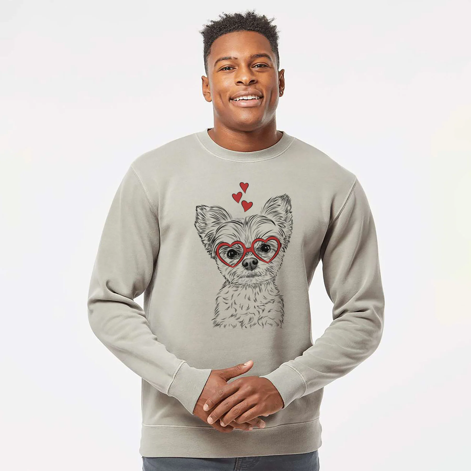 Valentine Chance the Yapper the Yorkshire Terrier - Unisex Pigment Dyed Crew Sweatshirt - Image 4