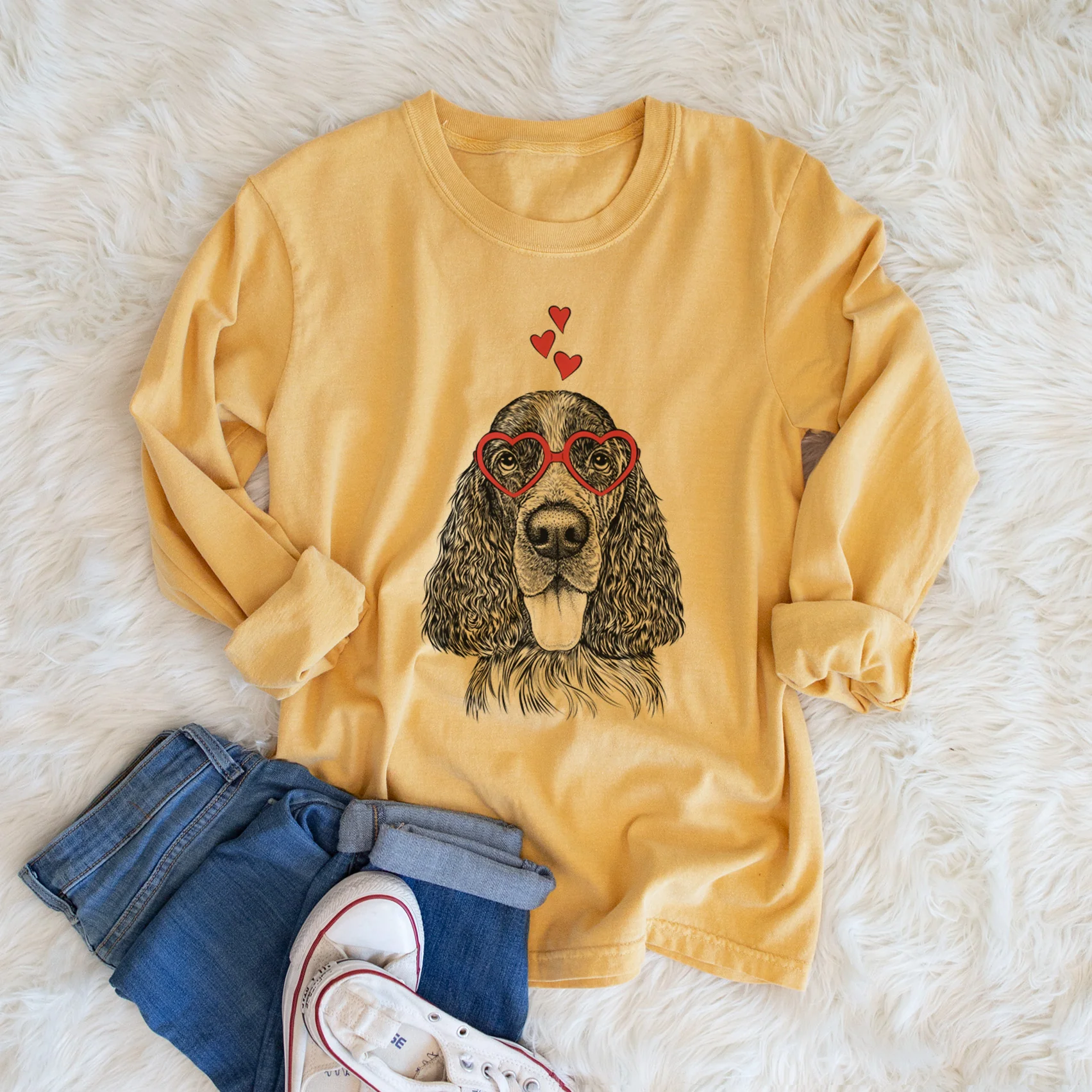 Valentine Duke the English Springer Spaniel - Heavyweight 100% Cotton Long Sleeve - Image 5