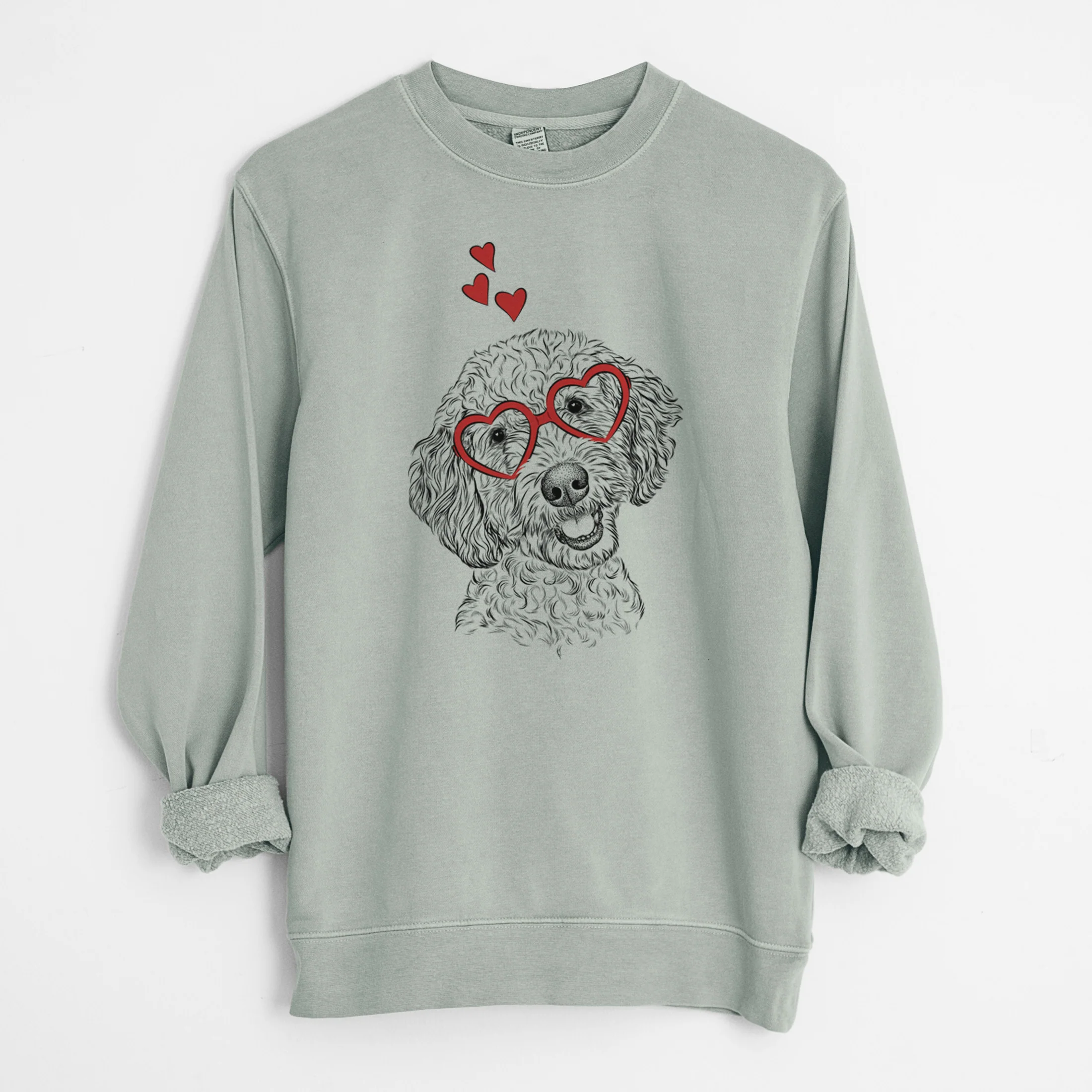 Valentine Gizmo the Goldendoodle - Unisex Pigment Dyed Crew Sweatshirt - Image 8