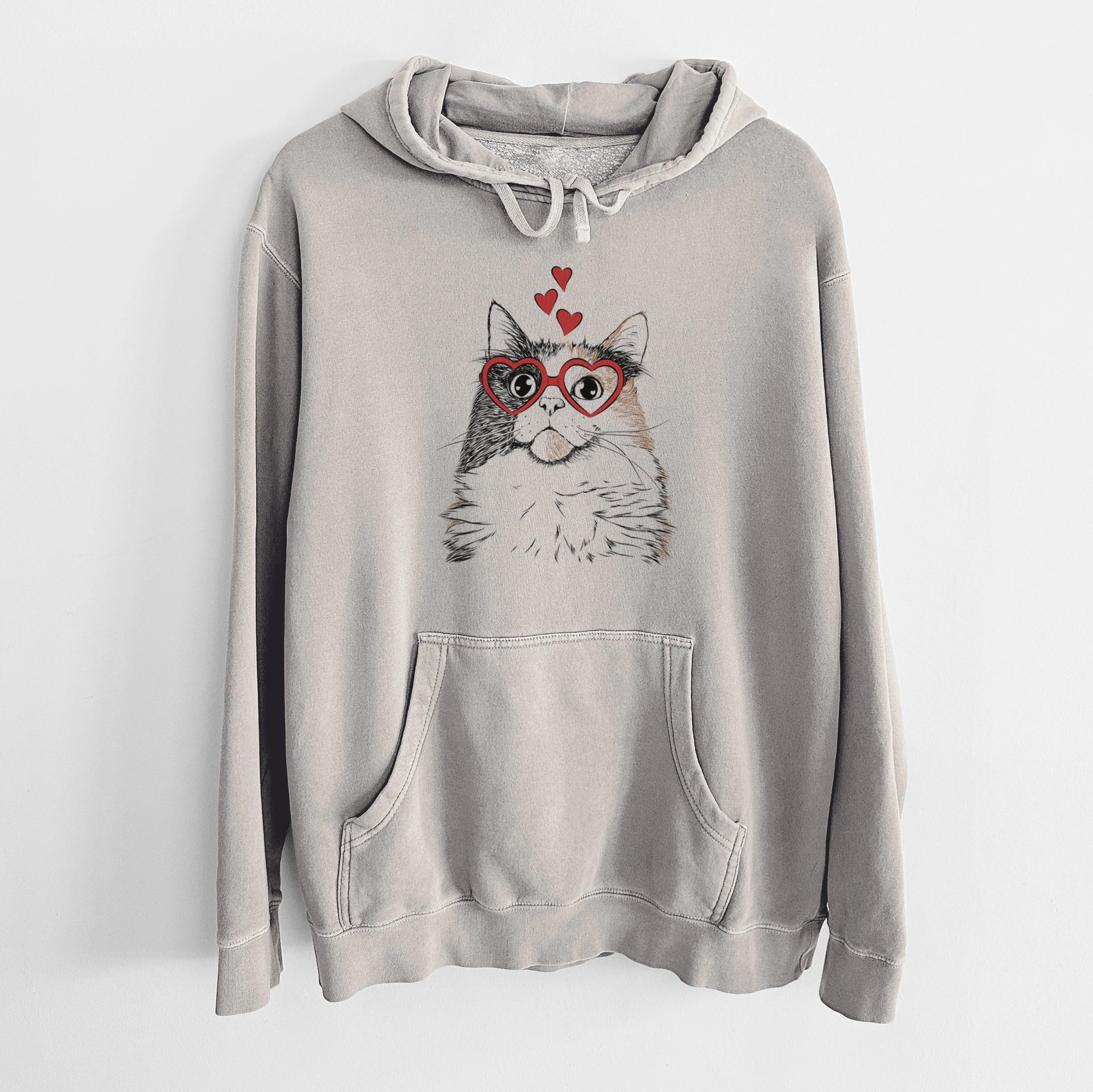 Valentine Greta the Calico Cat - Unisex Pigment Dyed Hoodie - Image 5