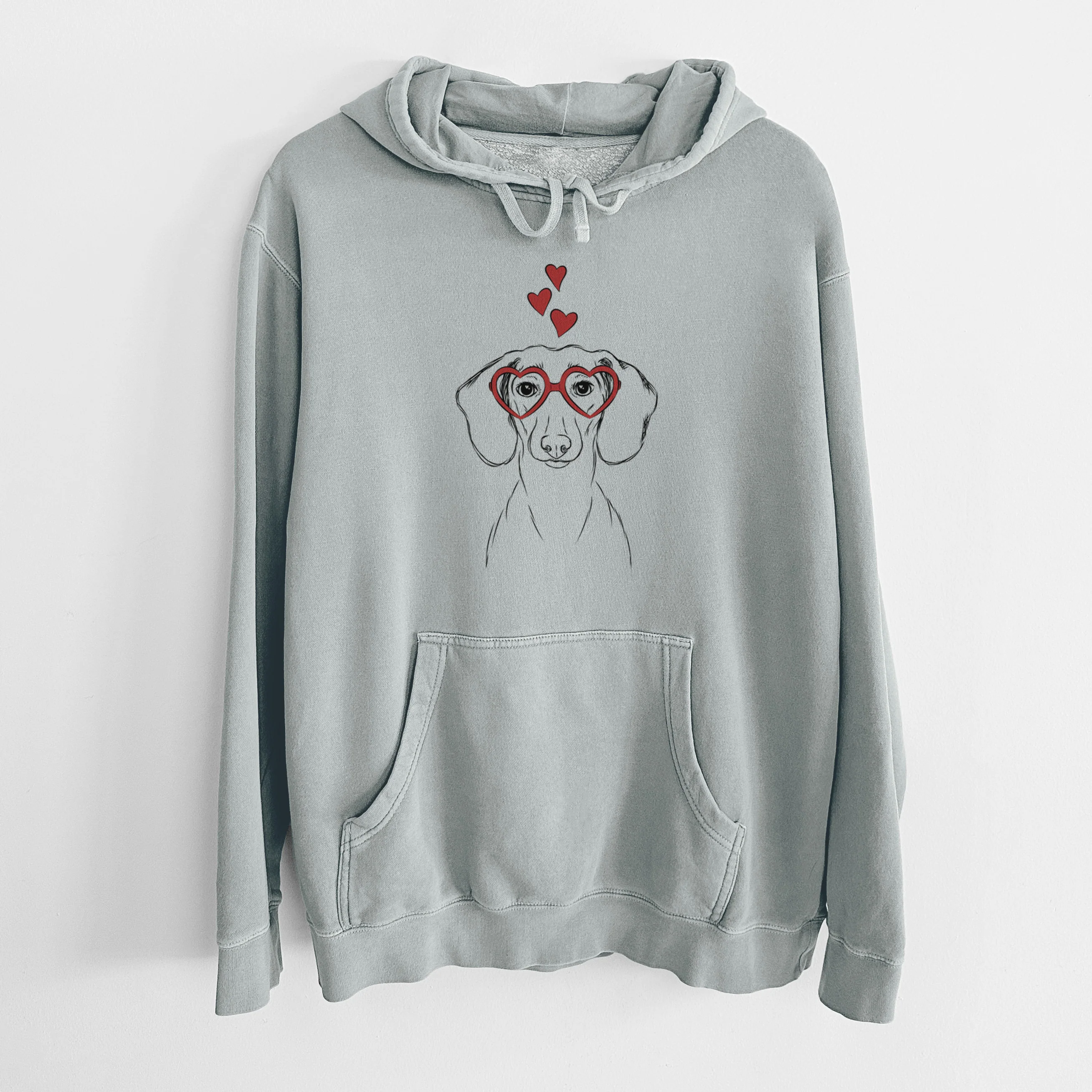 Valentine Hans the Dachshund - Unisex Pigment Dyed Hoodie - Image 7