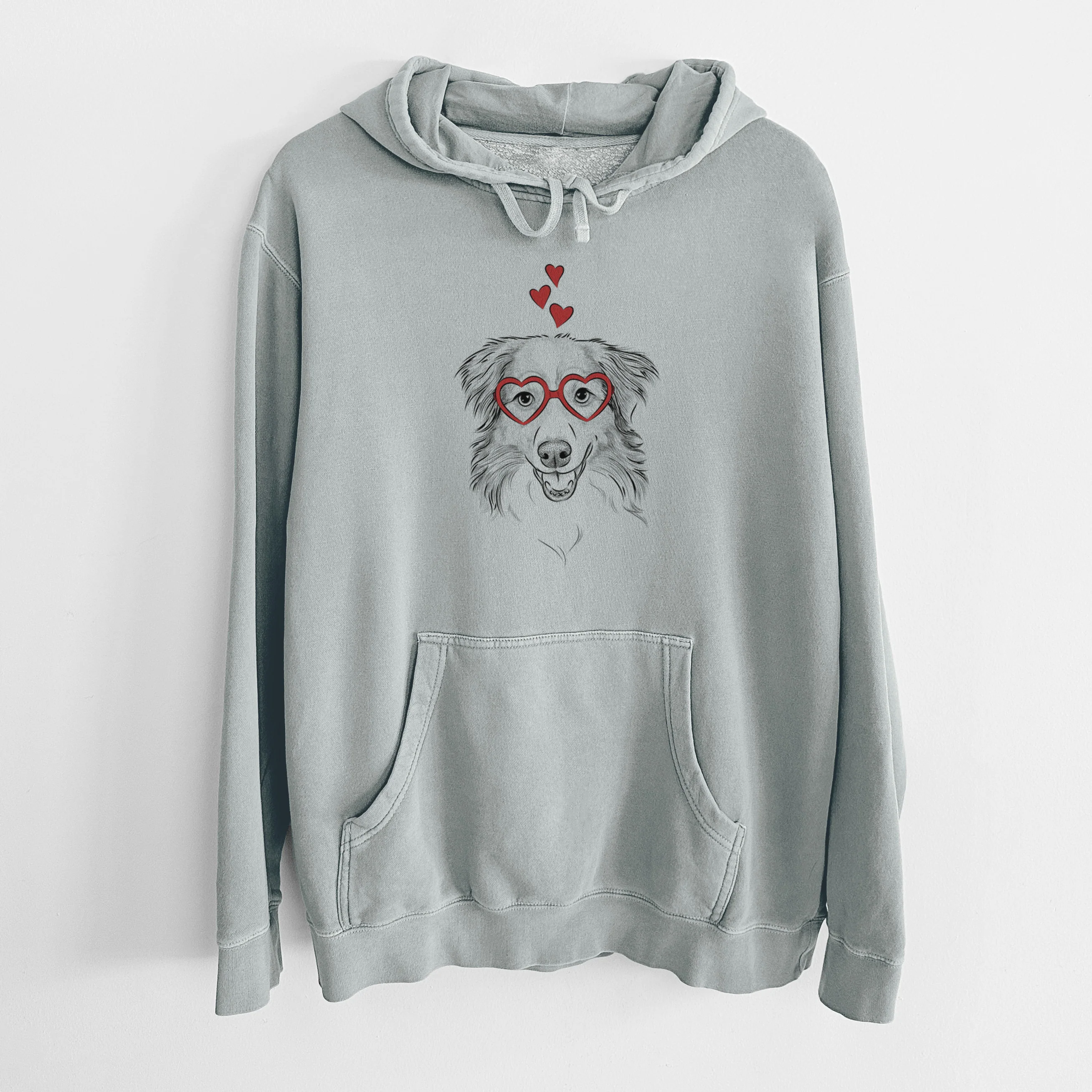 Valentine Hattie the Australian Shepherd - Unisex Pigment Dyed Hoodie - Image 7
