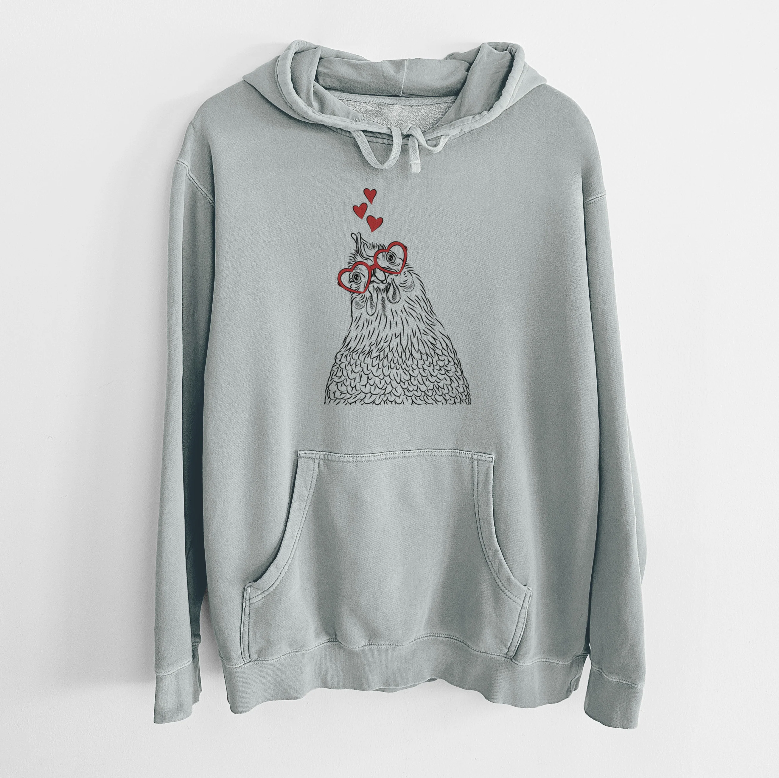 Valentine Henrietta the Chicken - Unisex Pigment Dyed Hoodie - Image 7