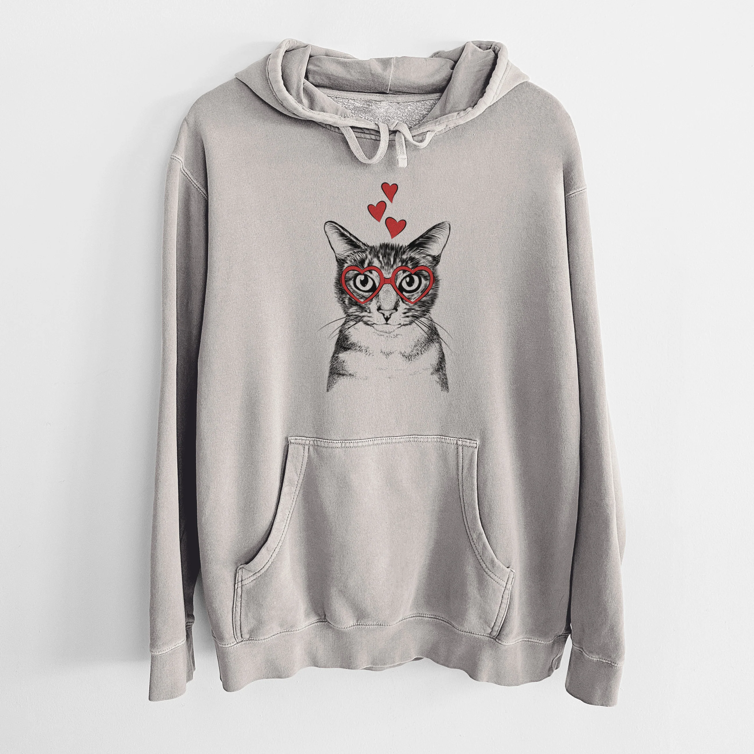Valentine Hobbes the Tabby Cat - Unisex Pigment Dyed Hoodie - Image 5