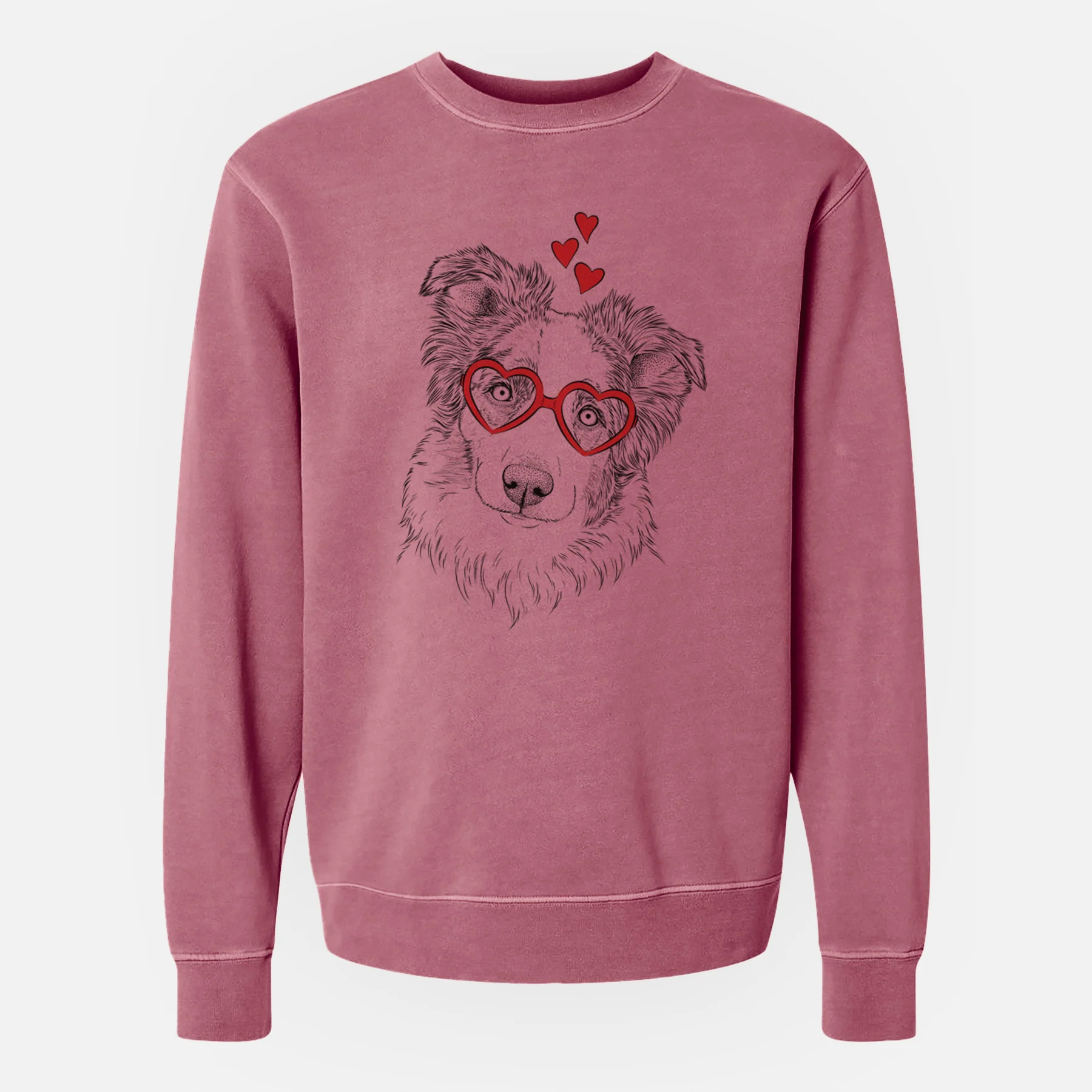 Valentine HoneyBee the Miniature Australian Shepherd - Unisex Pigment Dyed Crew Sweatshirt - Image 8