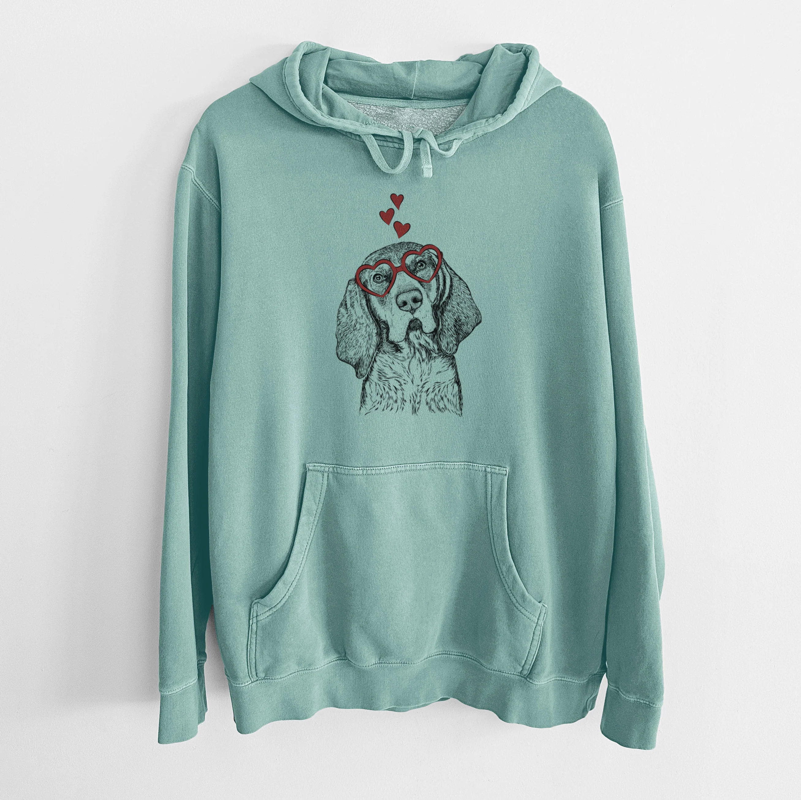 Valentine Huck the Bluetick Coonhound - Unisex Pigment Dyed Hoodie - Image 10