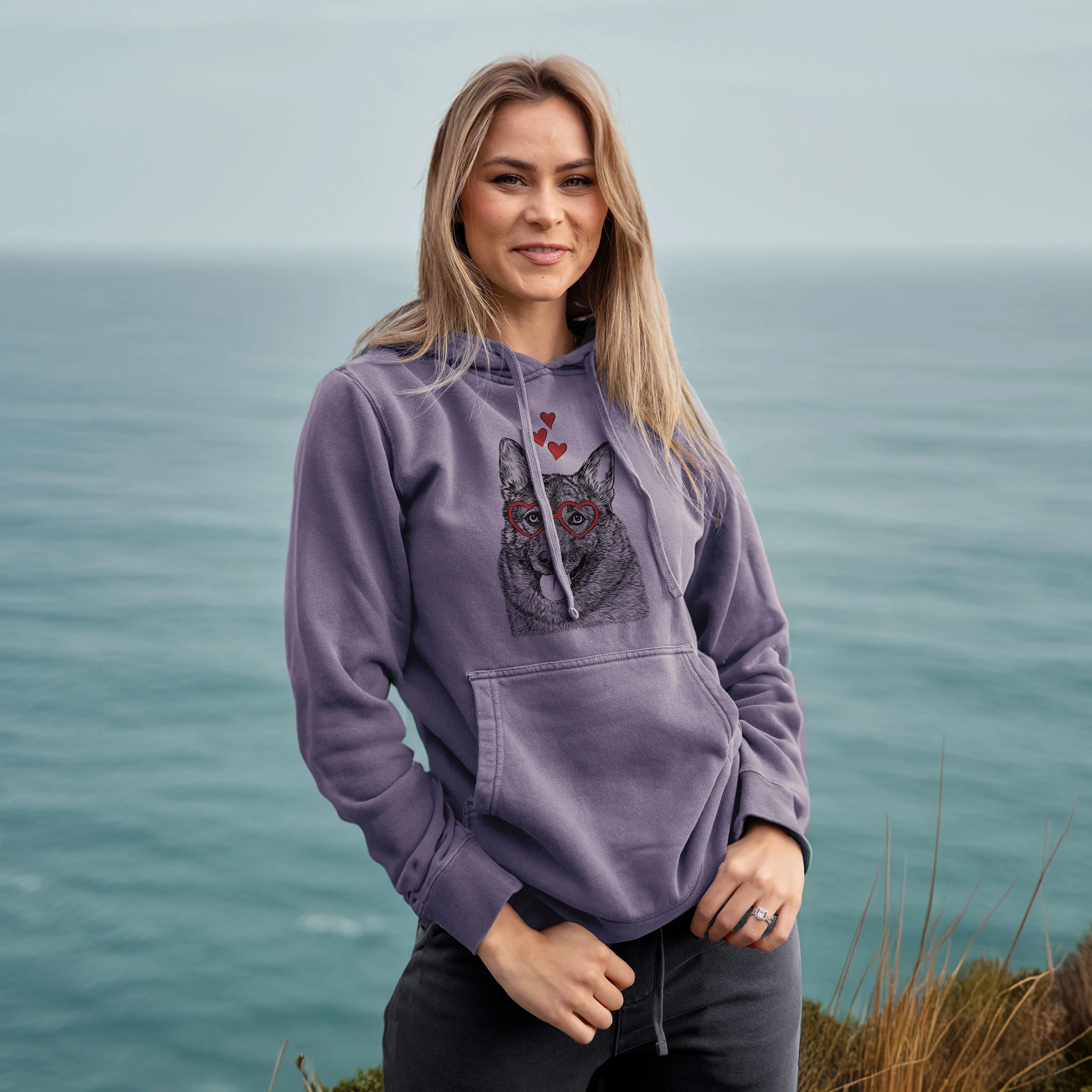 Valentine Kasia the Norwegian Elkhound - Unisex Pigment Dyed Hoodie - Image 4
